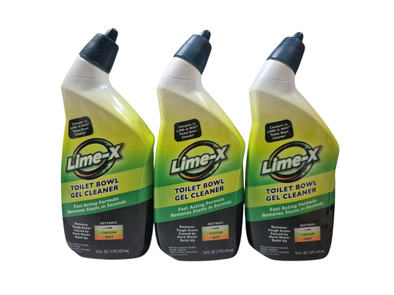 ( 3 ) Lime-x Liquid Toilet Bowl Gel Cleaner, Removes Lime Calcium Rust 16 oz Ea