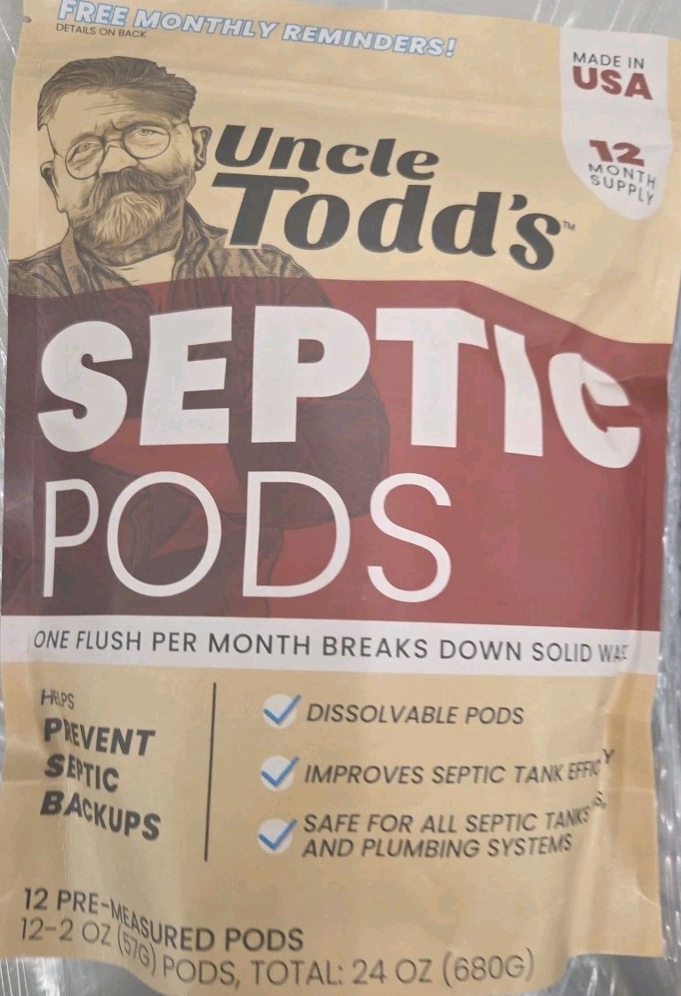 Lot of 2▪︎ Uncle Todd’s Septic Tank Treatment Pods▪︎ (24-Month Supply) Enzyme