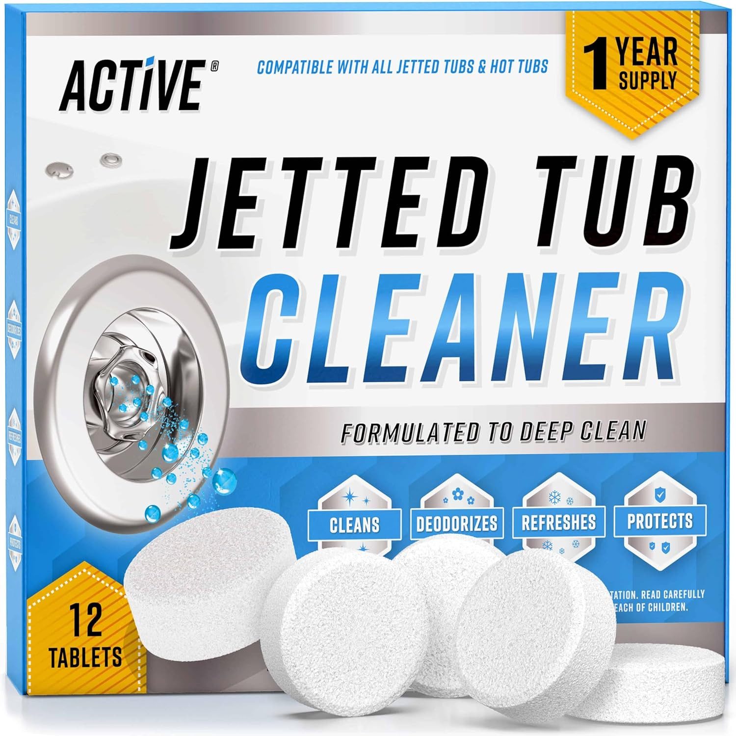 ACTIVE Jetted Tub Cleaner Bathtub Cleaning – 32oz (8 32 Fl Oz (Pack of 1)