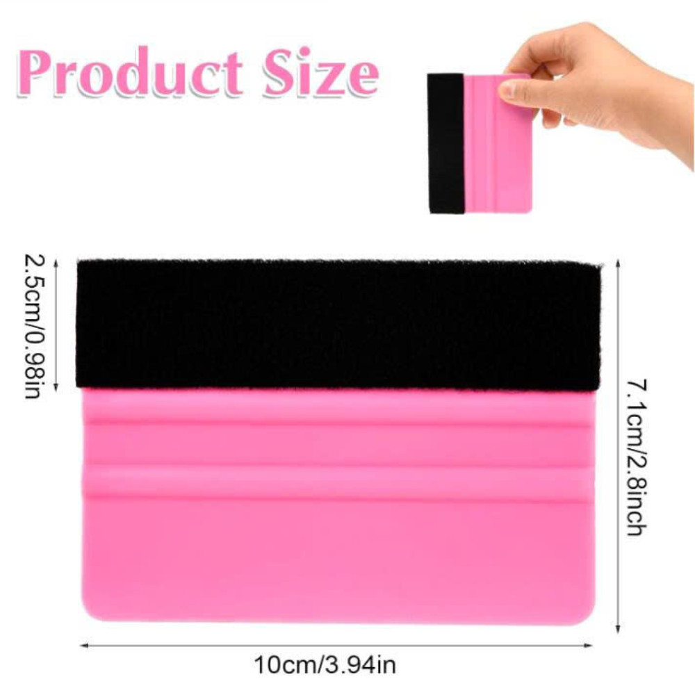 Vinyl Squeegee Tool, 2Pcs Pink Plastic Felt Squeegee for Vinyl Scraper for