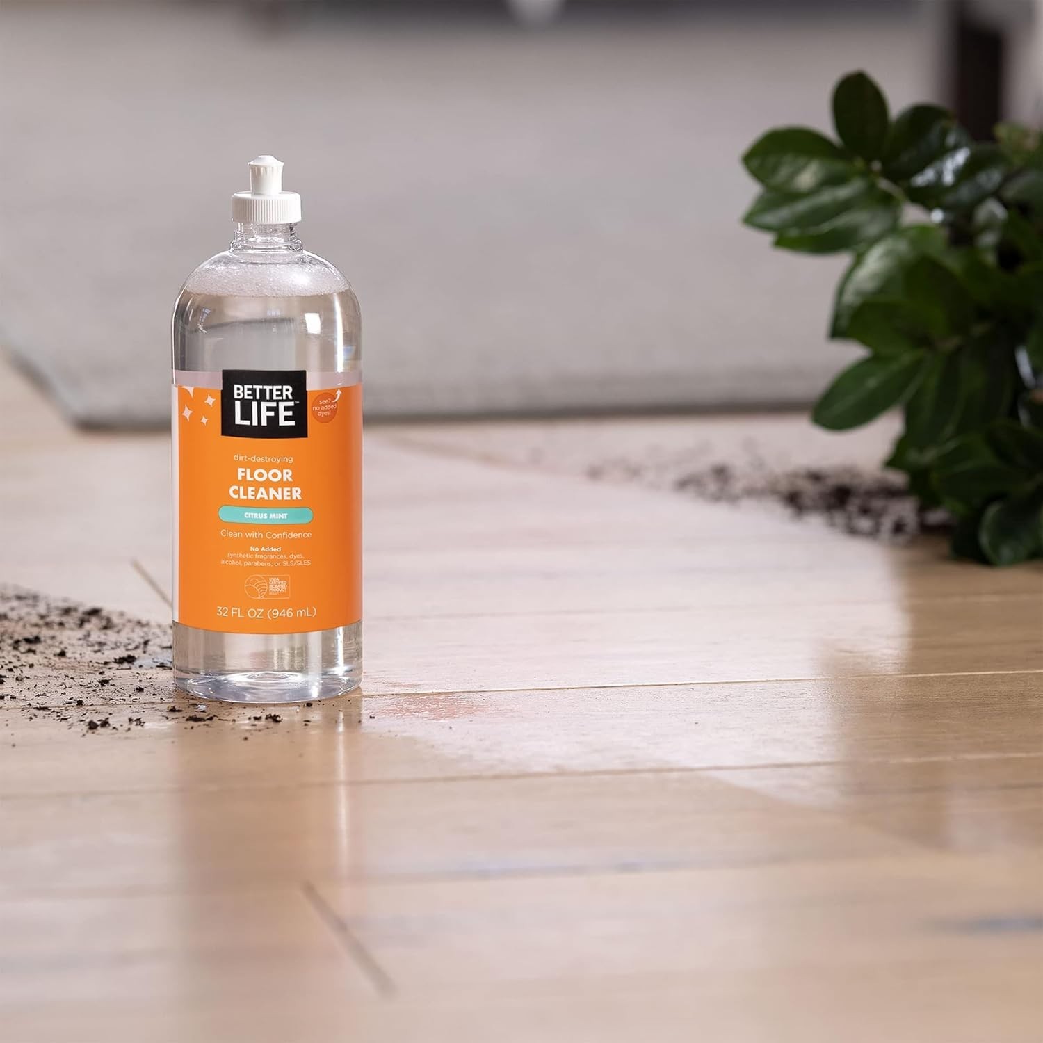 Citrus Mint Floor Cleaner – Plant-Based 32 Fl Oz Pack of 2 for Multiple Surfaces