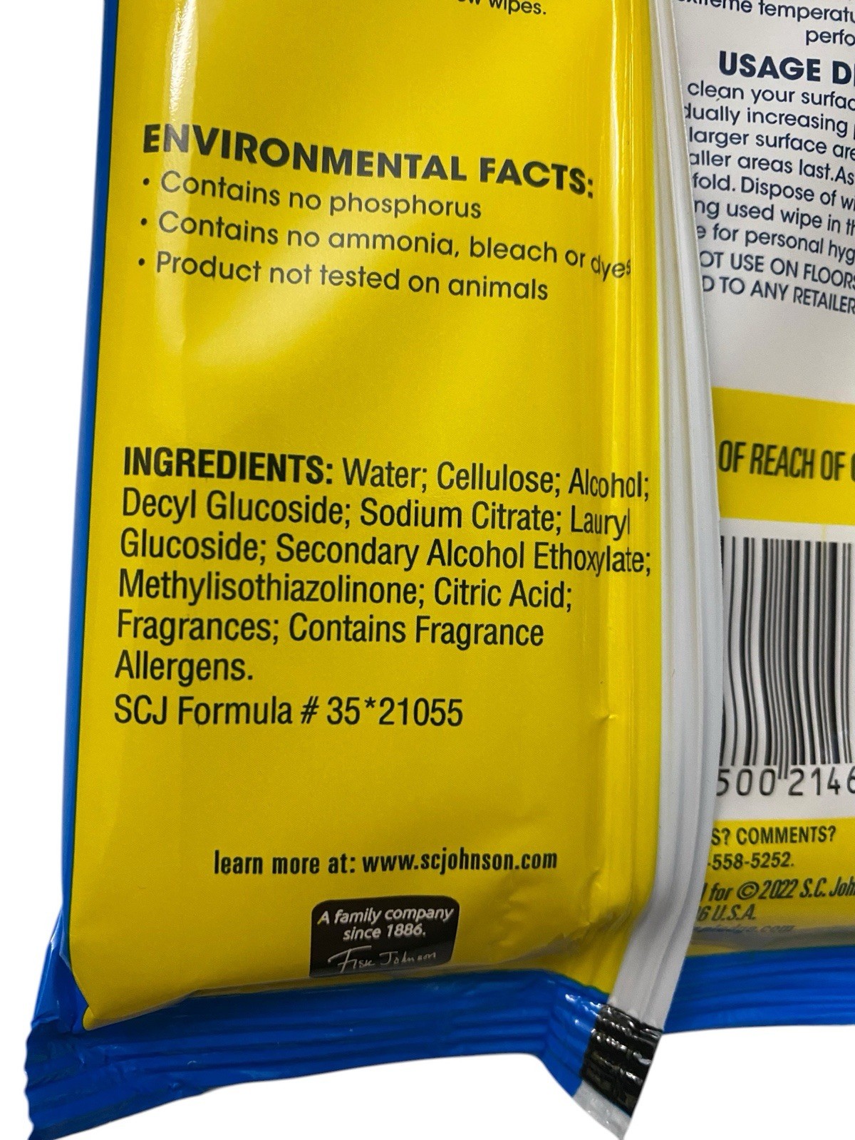 Pledge Everyday Clean Multi-Surface Wipes 25 Wipes Fresh Citrus 5 Packs New