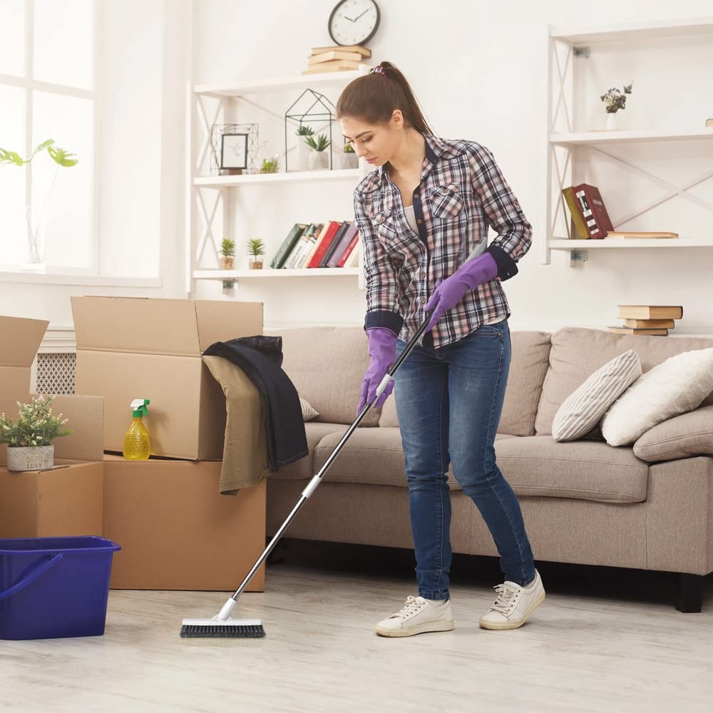LandHope Grout Brush with Long Handle 50inches Grout Cleaner for Tile Floors Cre