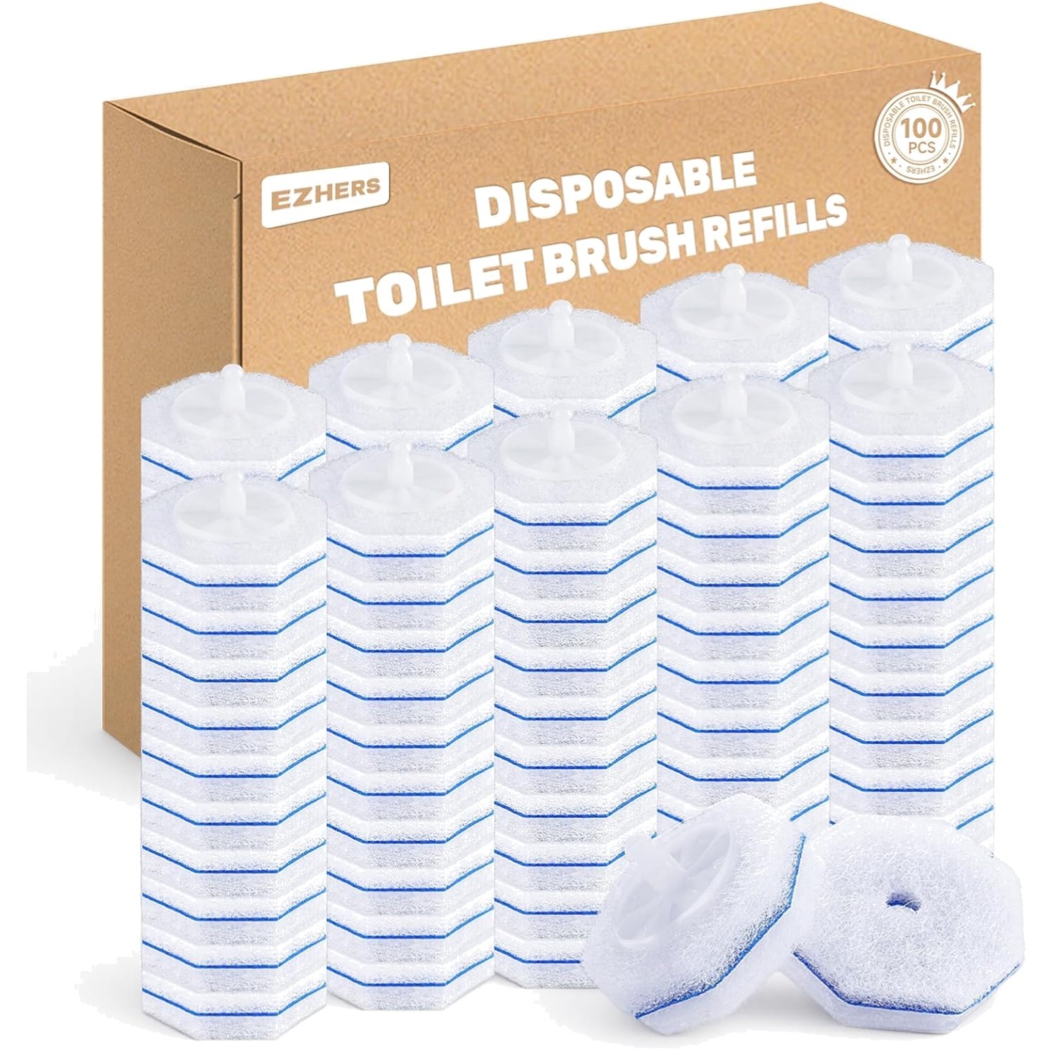 100-Count Toilet Bowl Wand Refills – 5X Cleaning Power Touch-Free Scrubber