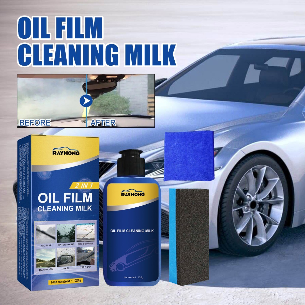 Car Windscreen Glass Cleaner Degreaser Removes Stubborn Grease Water Stains