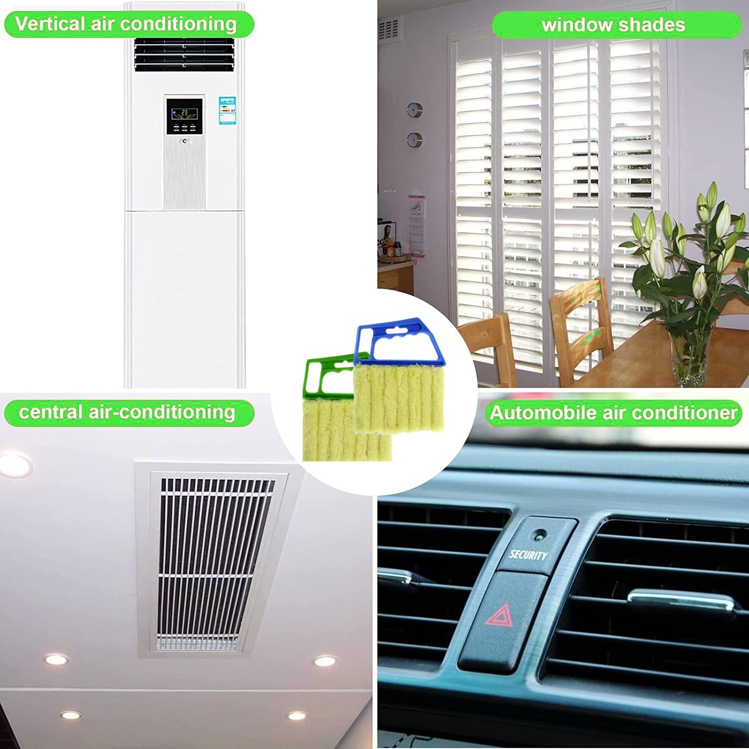 2 Pcs Washable Window Blind Cleaner – Hand-Held Mini Duster Color: Blue、green