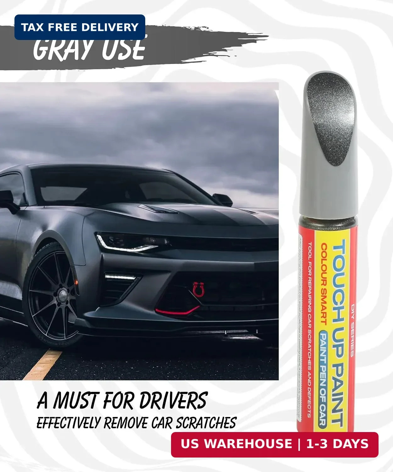 Pure Gray Touch Up Paint Universal Color Match for All Car Models Repair Pen