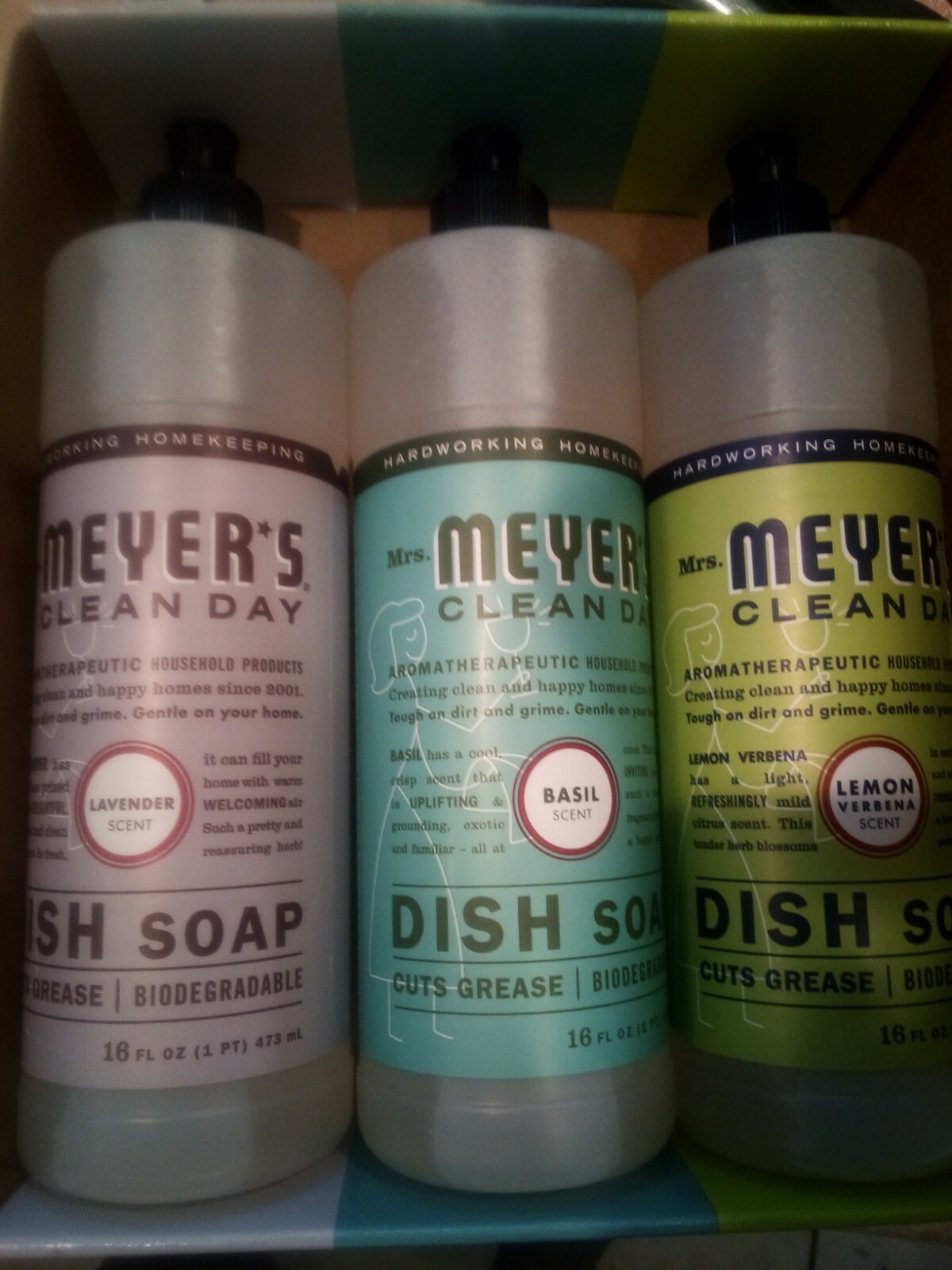 Mrs. Meyer’s Liquid Dish Soap Variety 3 pack 16 oz each Lemon, Lavender, & Basil
