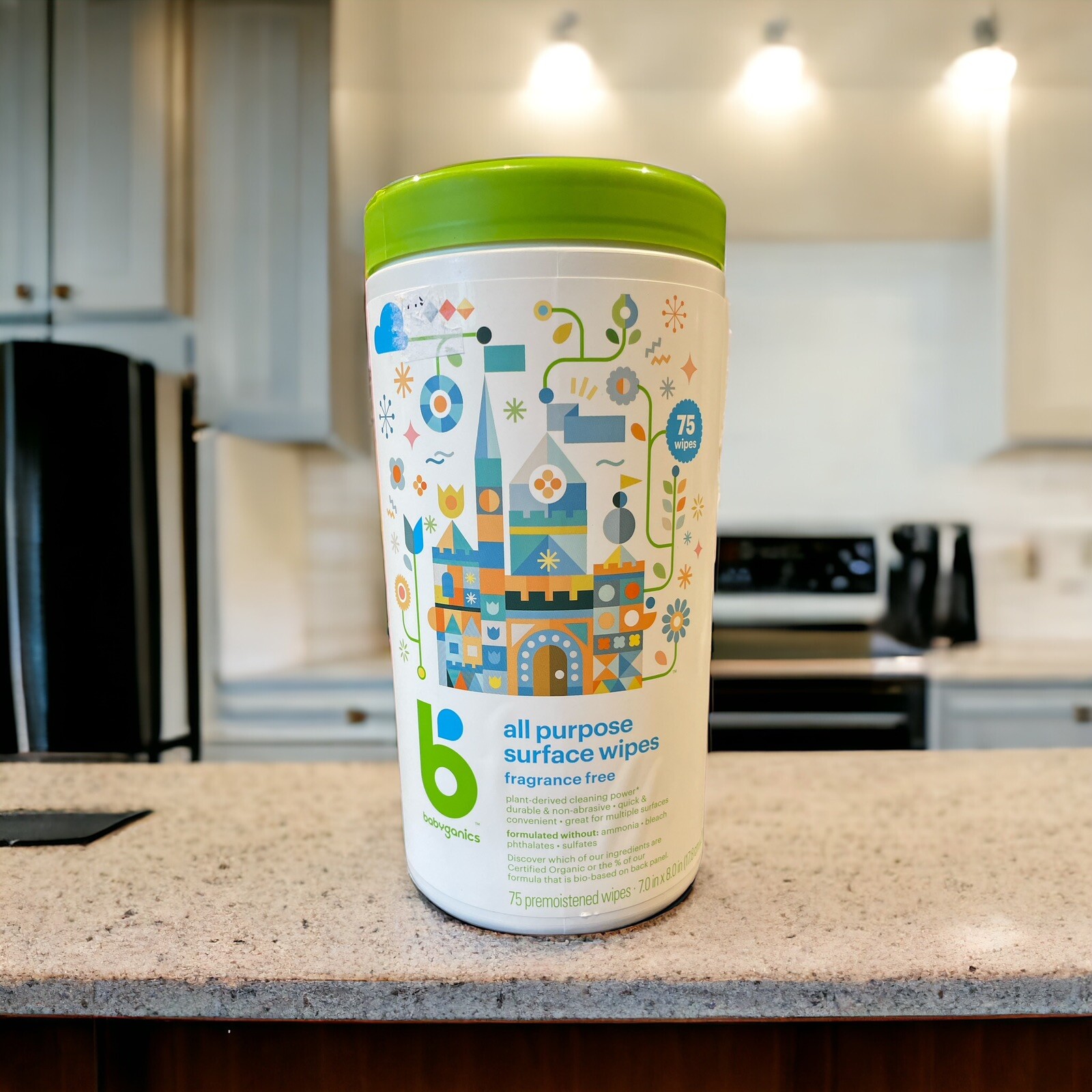 Babyganics All Purpose Surface Wipes Fragrance Free 75 Wipes Count
