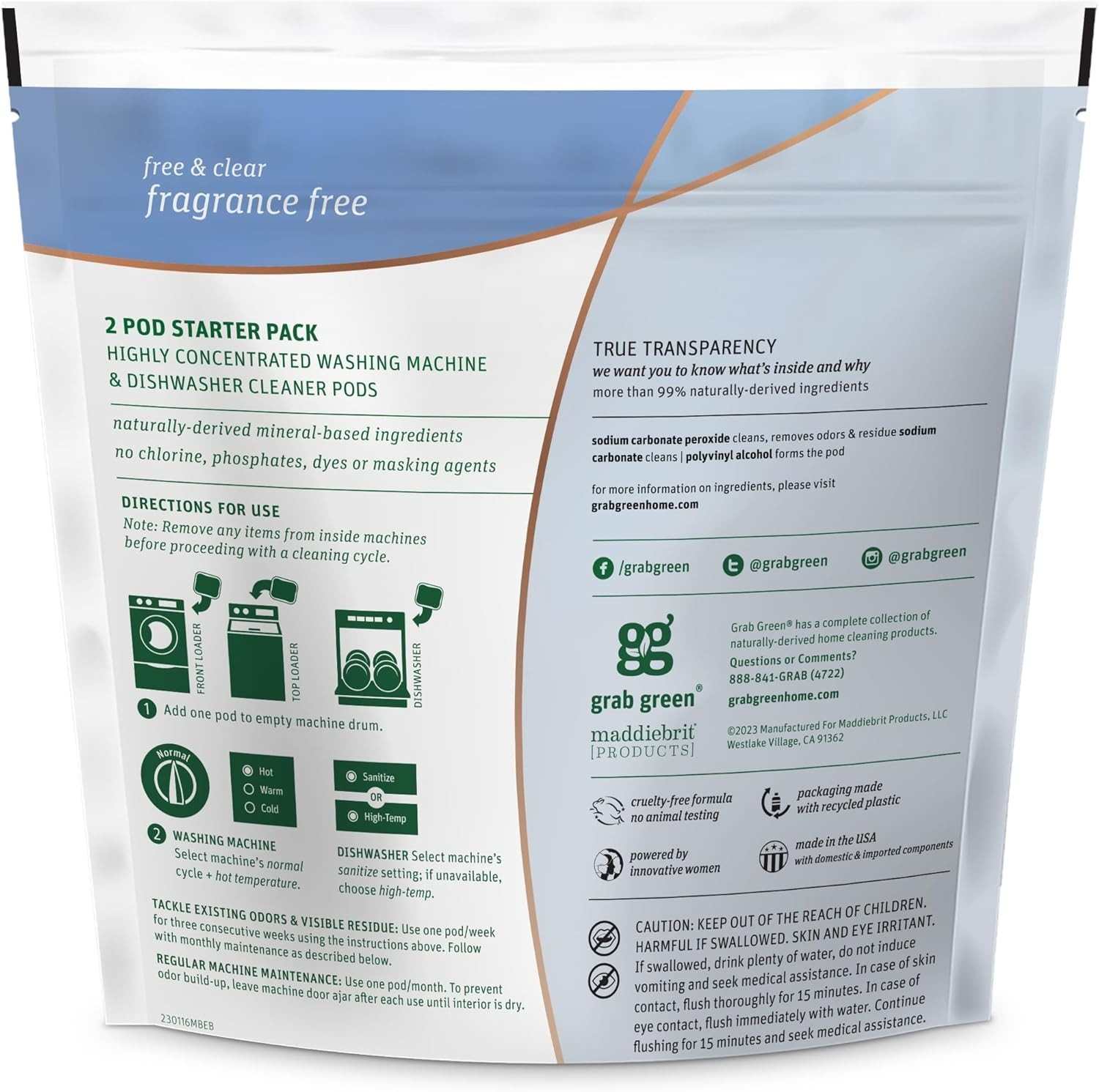 Natural and Cruelty-Free Washing Machine Cleaner Pods – 2 Count for Odor Removal