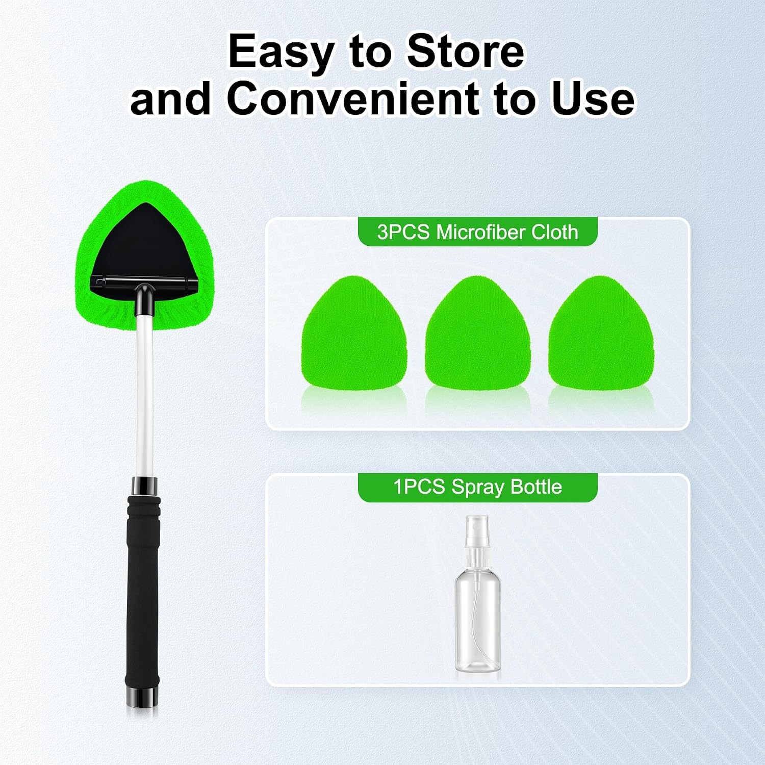 Windshield Cleaner Tool Extendable Handle Car Glass Wiper with 4 Pads