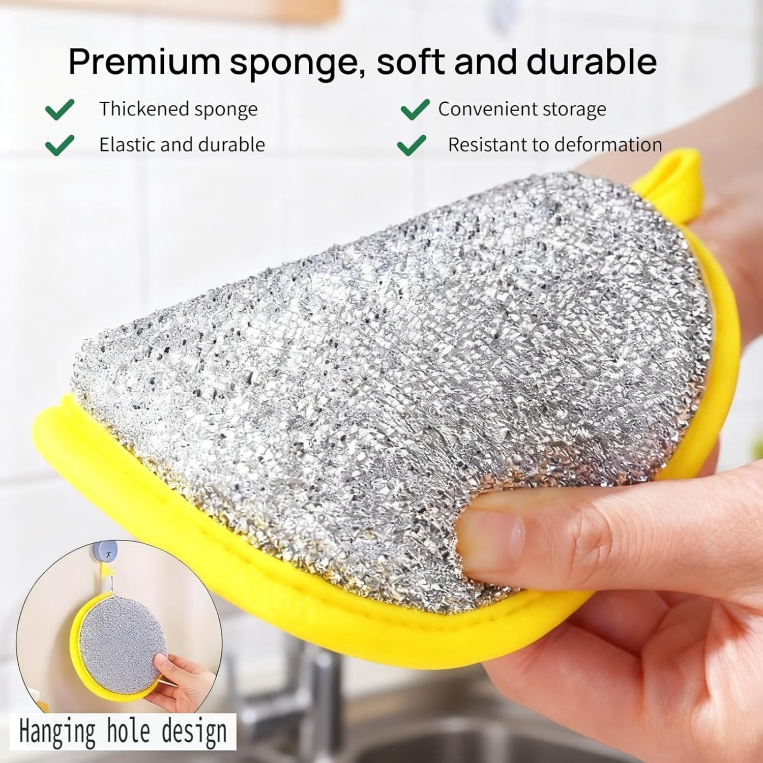 10 Pcs -Double-Sided Scouring Pads Dish Pan Washing Sponge Kitchen Cleaning Tool