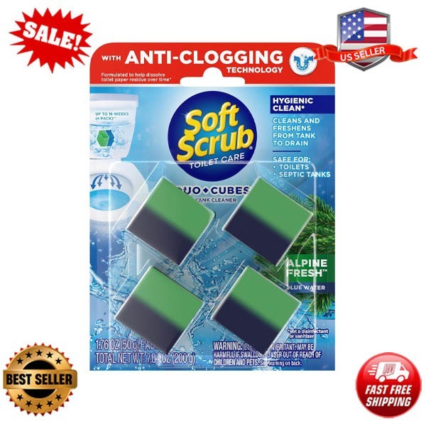 Soft Scrub in-Tank Toilet Cleaner Duo-Cubes, Alpine Fresh, 4Count