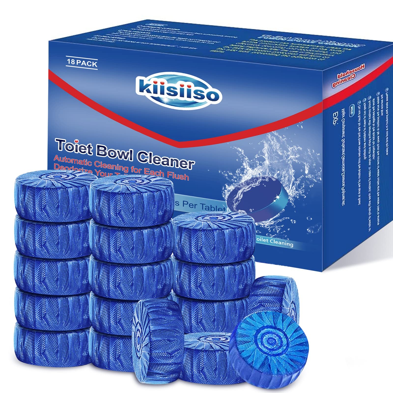 KIISIISO Automatic Toilet Bowl Cleaners Tablets18 Pack Multipurpose Commercial H