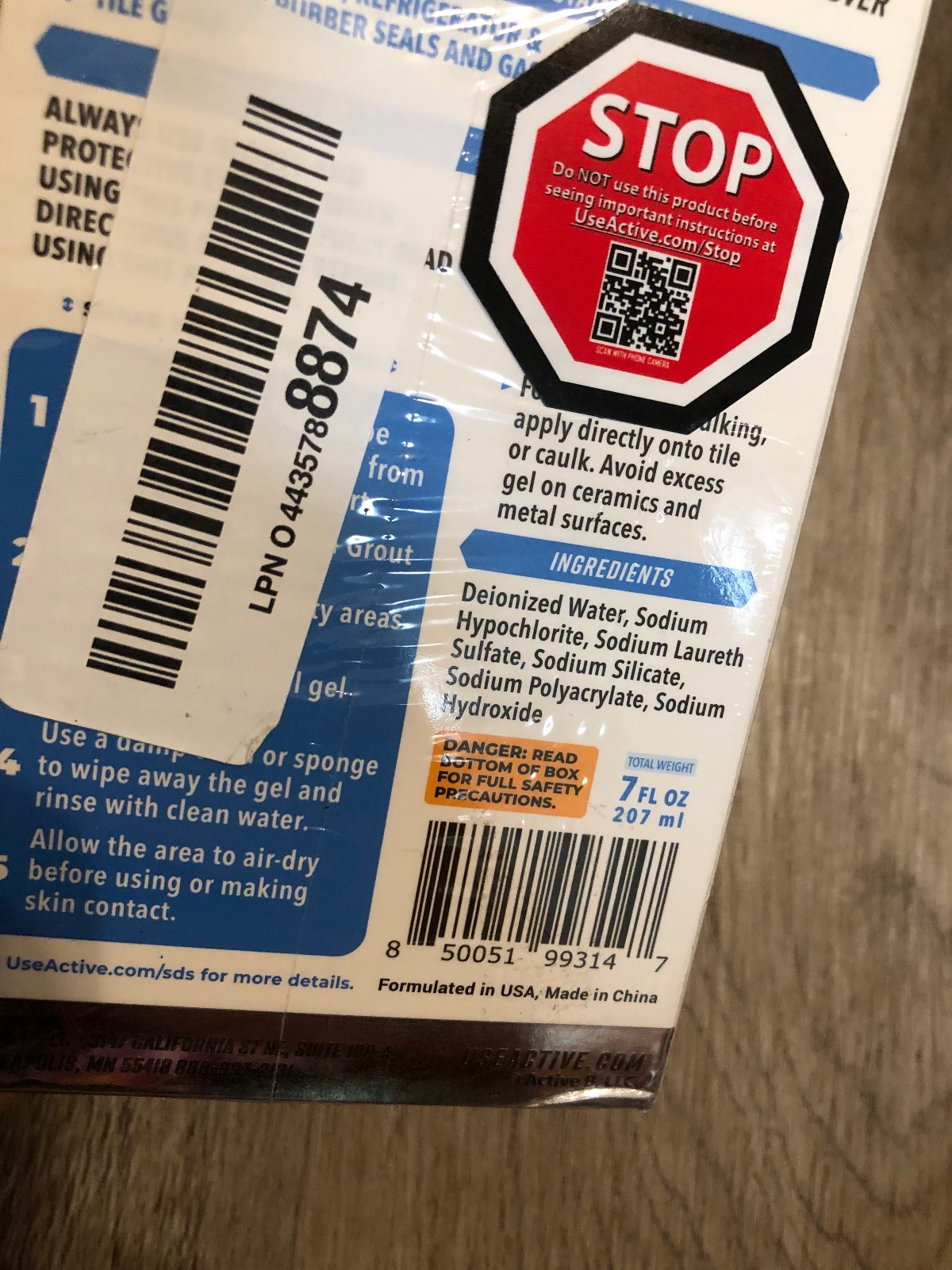 Active Mold Stain Remover Seal Grout Deep Clean 7oz