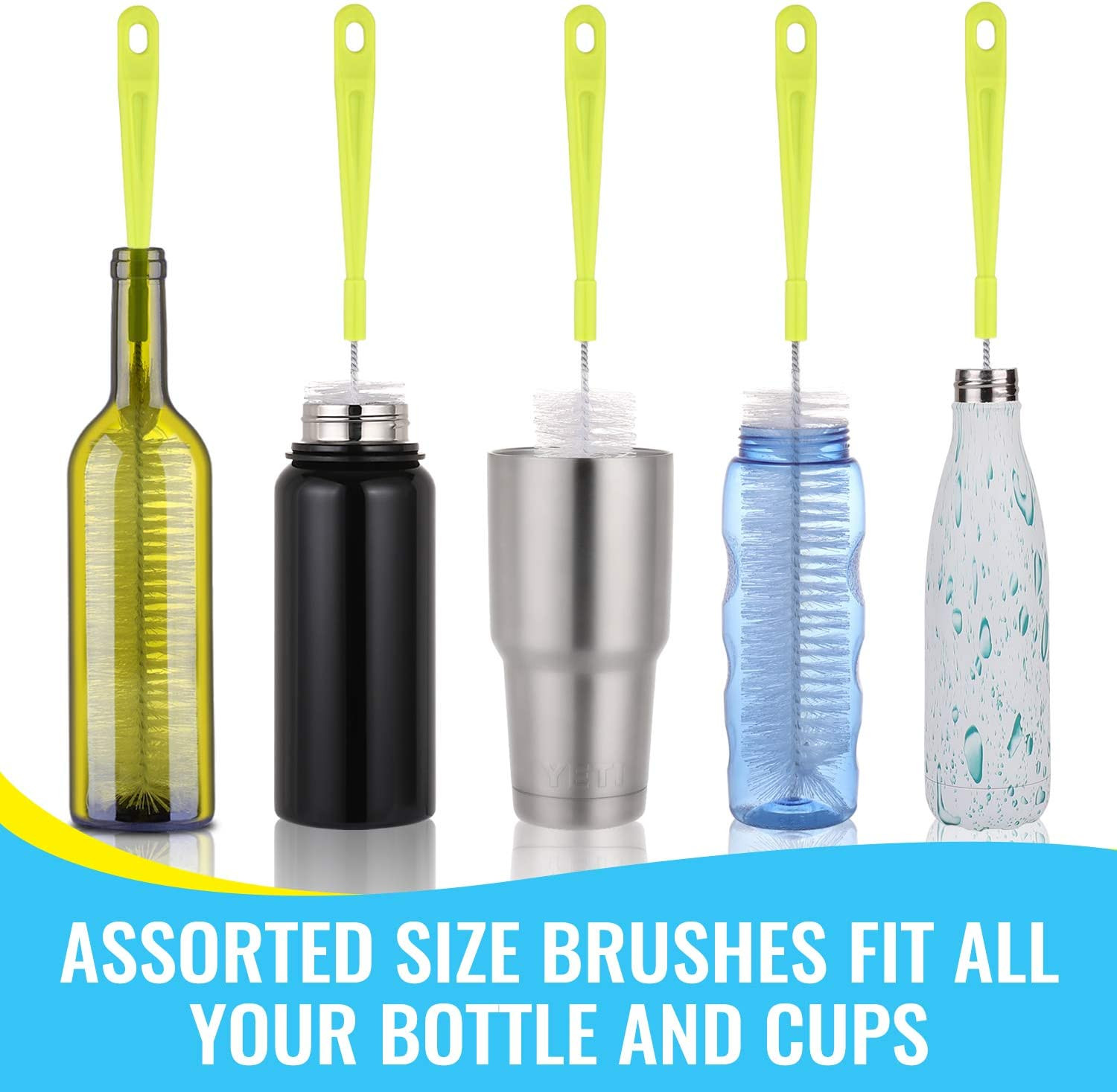 5 Pack Bottle Cleaning Brush Set Long Handle Water Bottle Tube Spout Cleaner