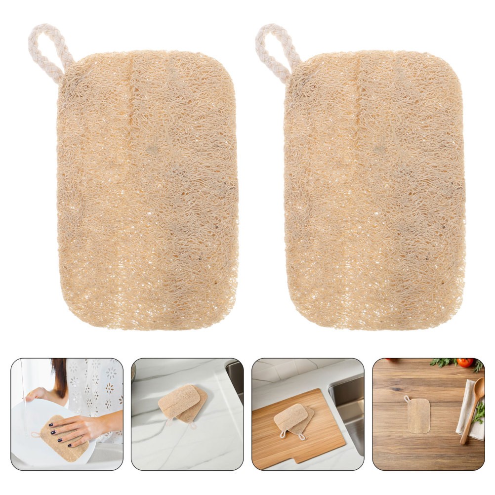 30Pcs Reusable Natural Loofah Dish Scrubber Light Yellow Home Cleaning