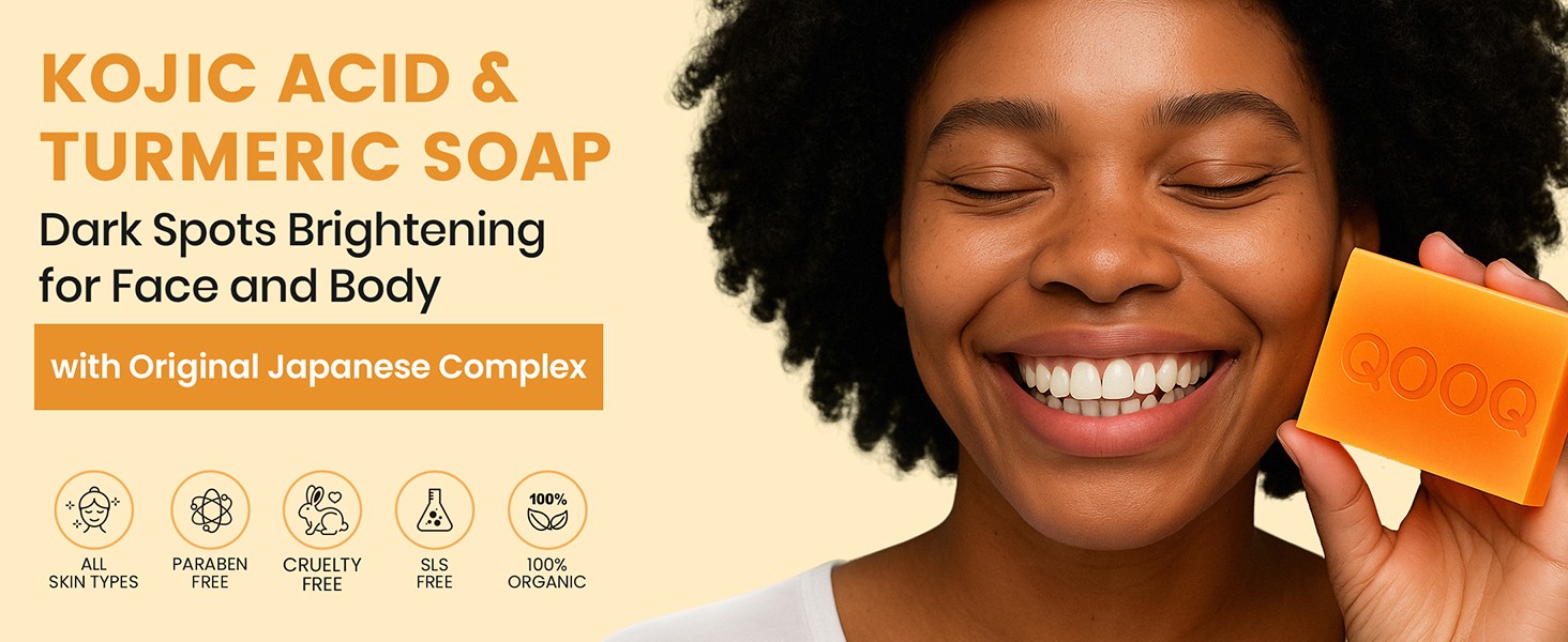 Turmeric Kojic Acid Soap for Dark Spots Remover – Facial Cleansing Bar with