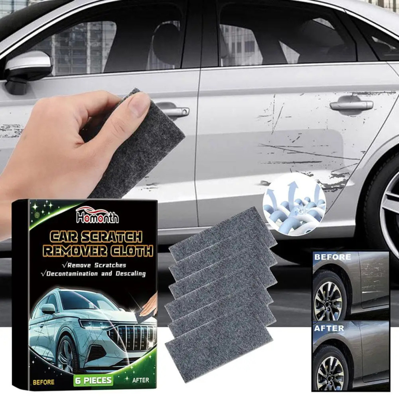 Nano Polix Car Scratch Remover Cloth 6 Packs – Auto Paint Scratch Repair Towel