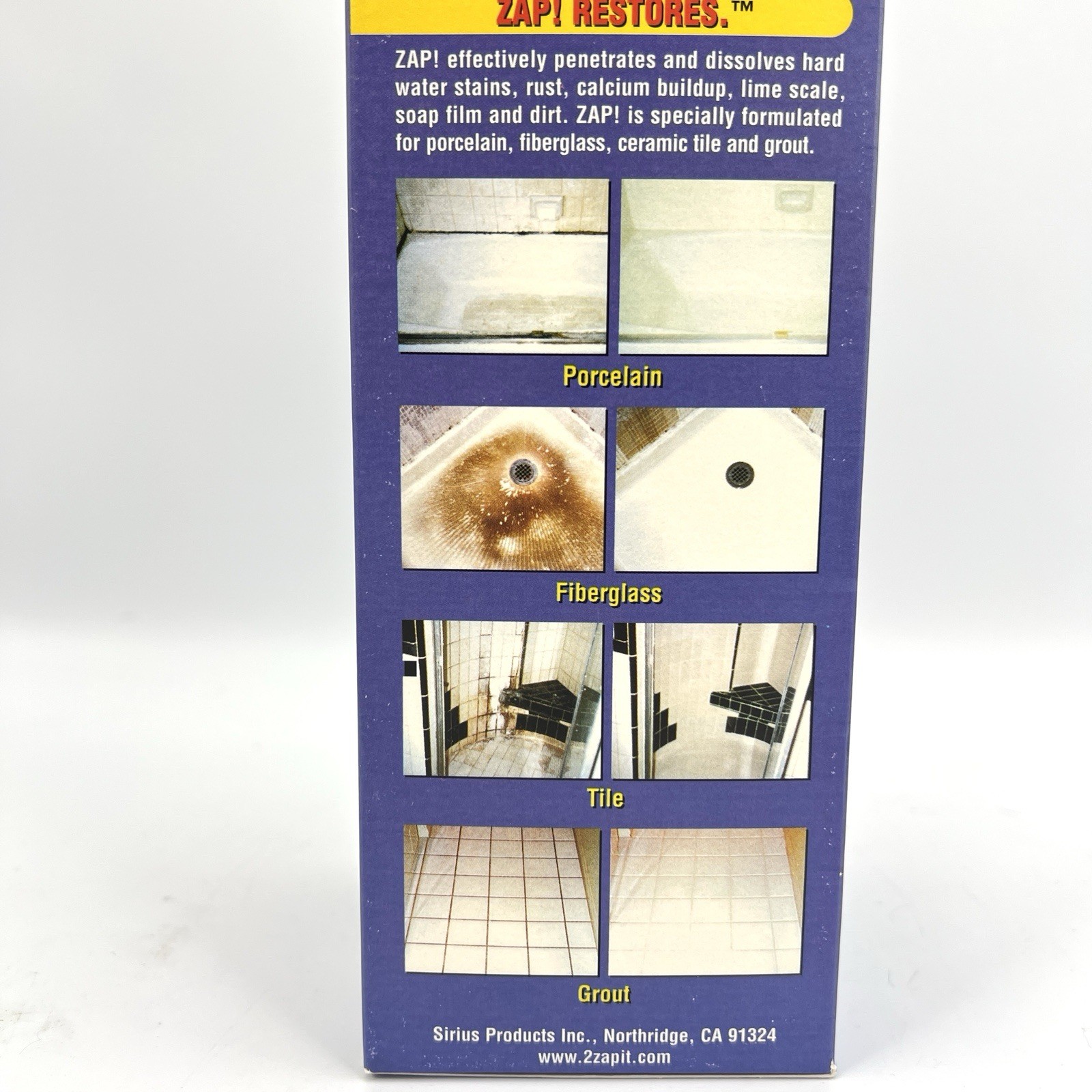 NEW Zap! Professional RESTORER For Porcelain Fiberglass Tile Grout 12 Oz NOS