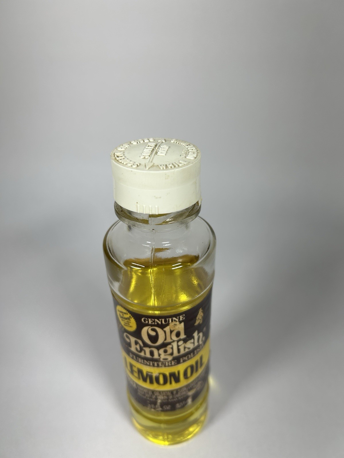 Old English Lemon Oil Furniture Polish 8 Oz GLASS Bottle Vintage 75% Full
