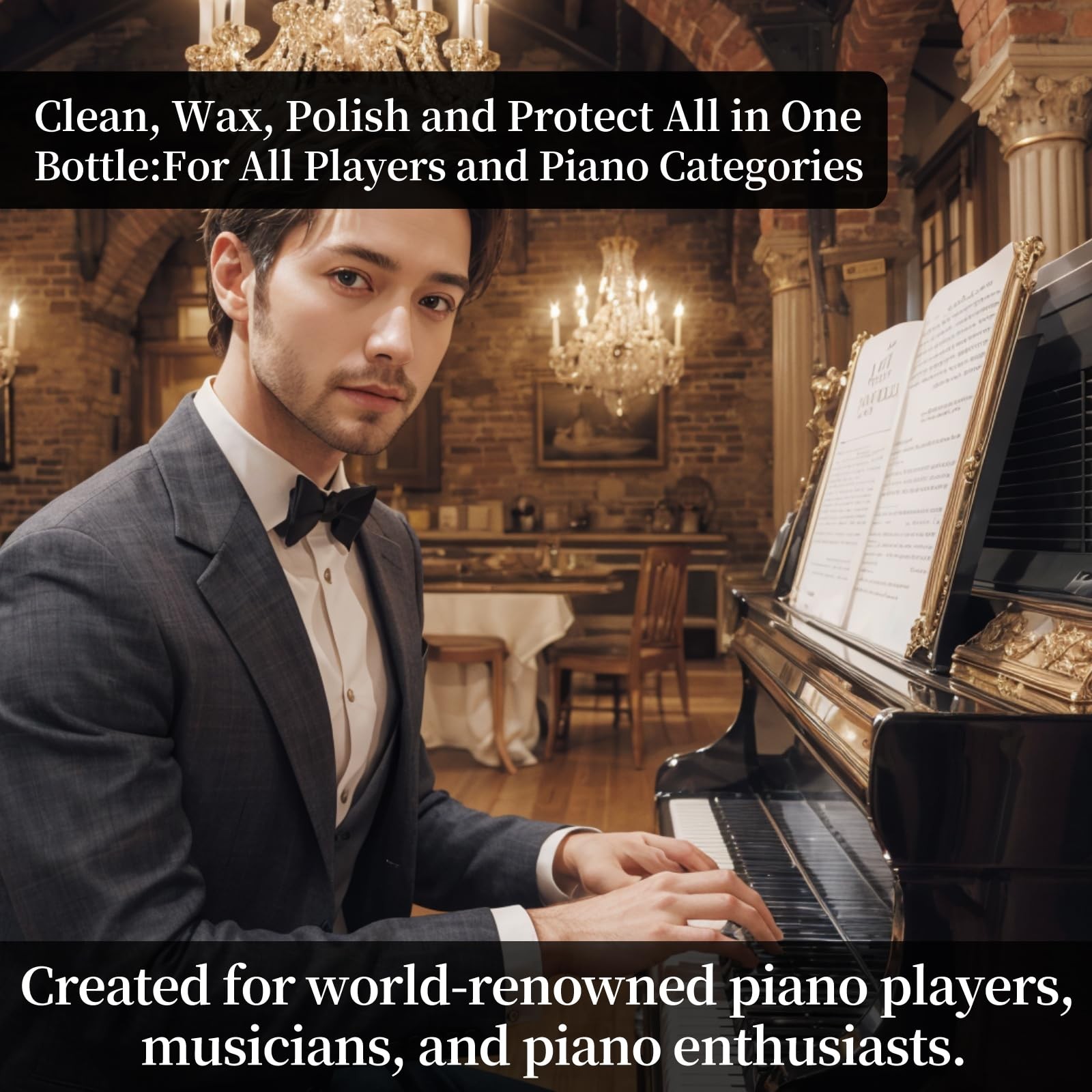 Piano Cleaner and Polish, Clean, Wax and Protect Glossy All in One Bottle Res…