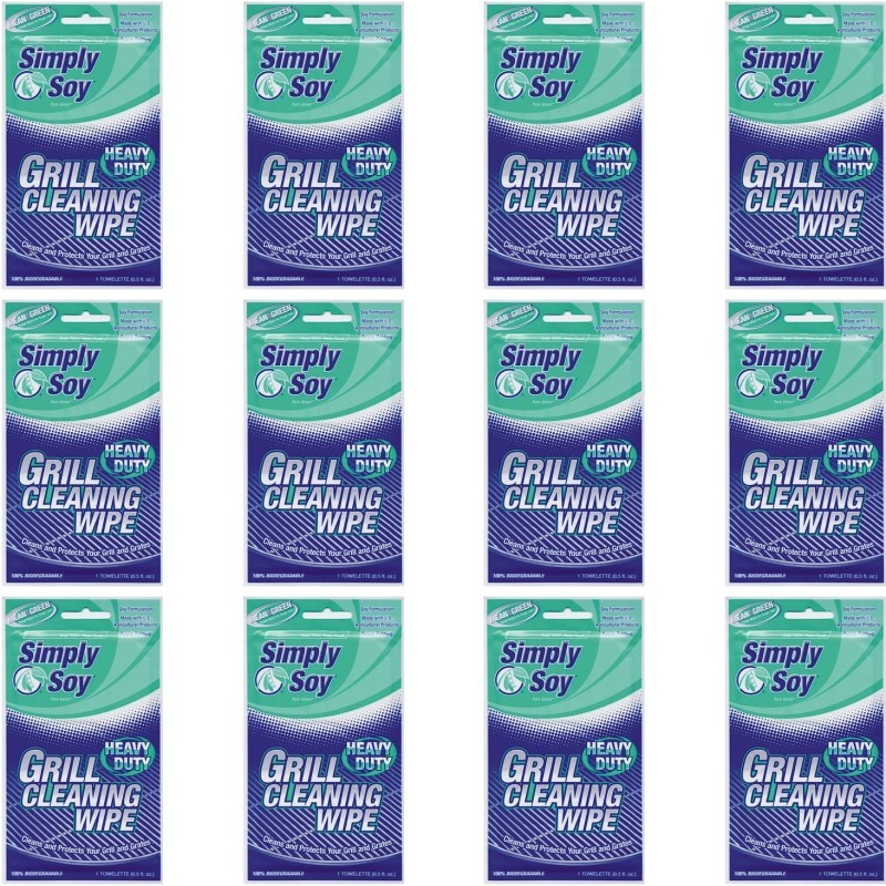 Box of 12 – Nutek Simply Soy Pure Green Heavy Duty Grill Cleaning Wipe Packs