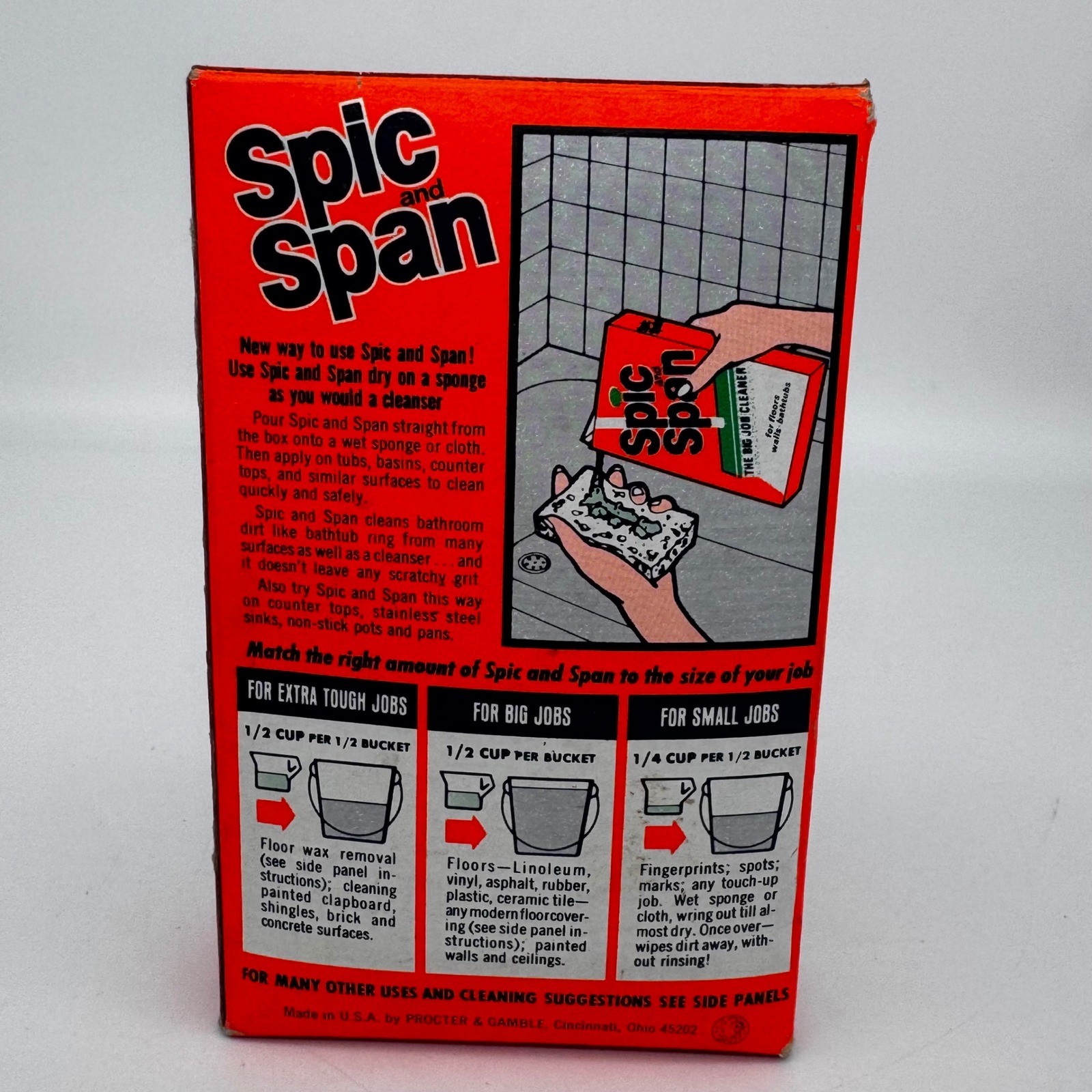 Vintage Spic and Span The Big Job Cleaner 16 oz Box Collectible Unused Collector
