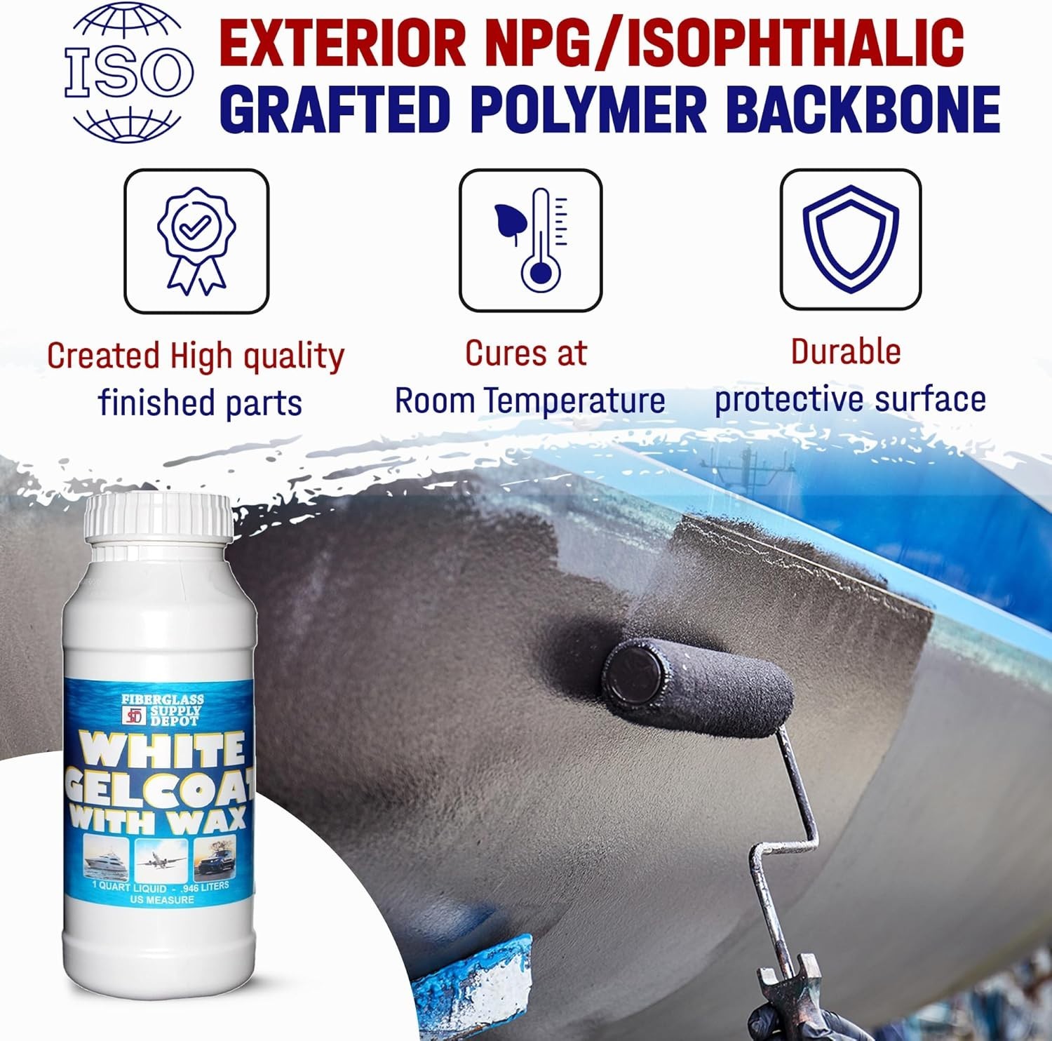 High-Viscosity White Gelcoat & Hardener Combo for Waterproof Boat Repairs
