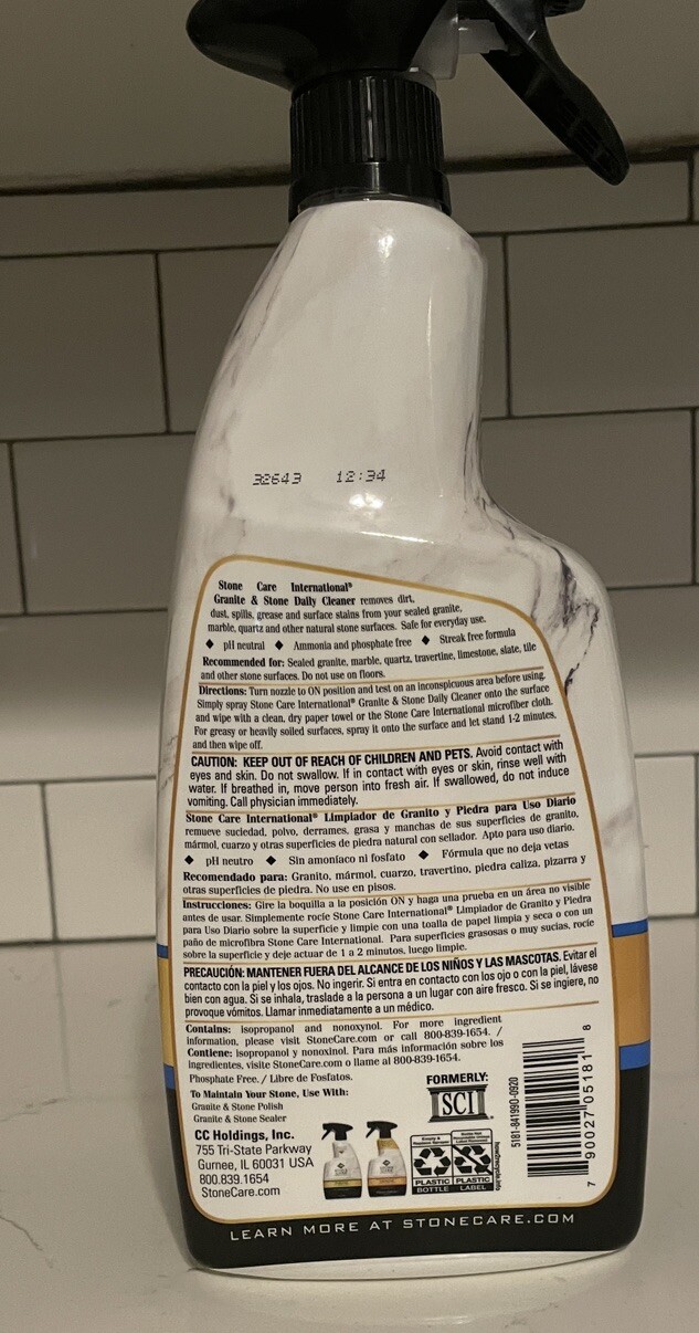 Stone Care International Granite Cleaner – 32 Fluid Ounces Granite Marble Quartz