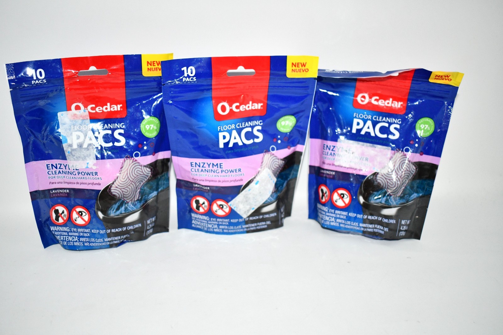O-Cedar PACS Hard Floor Cleaner – Lavender Scent – 10 Count (3-Packs) Naturally