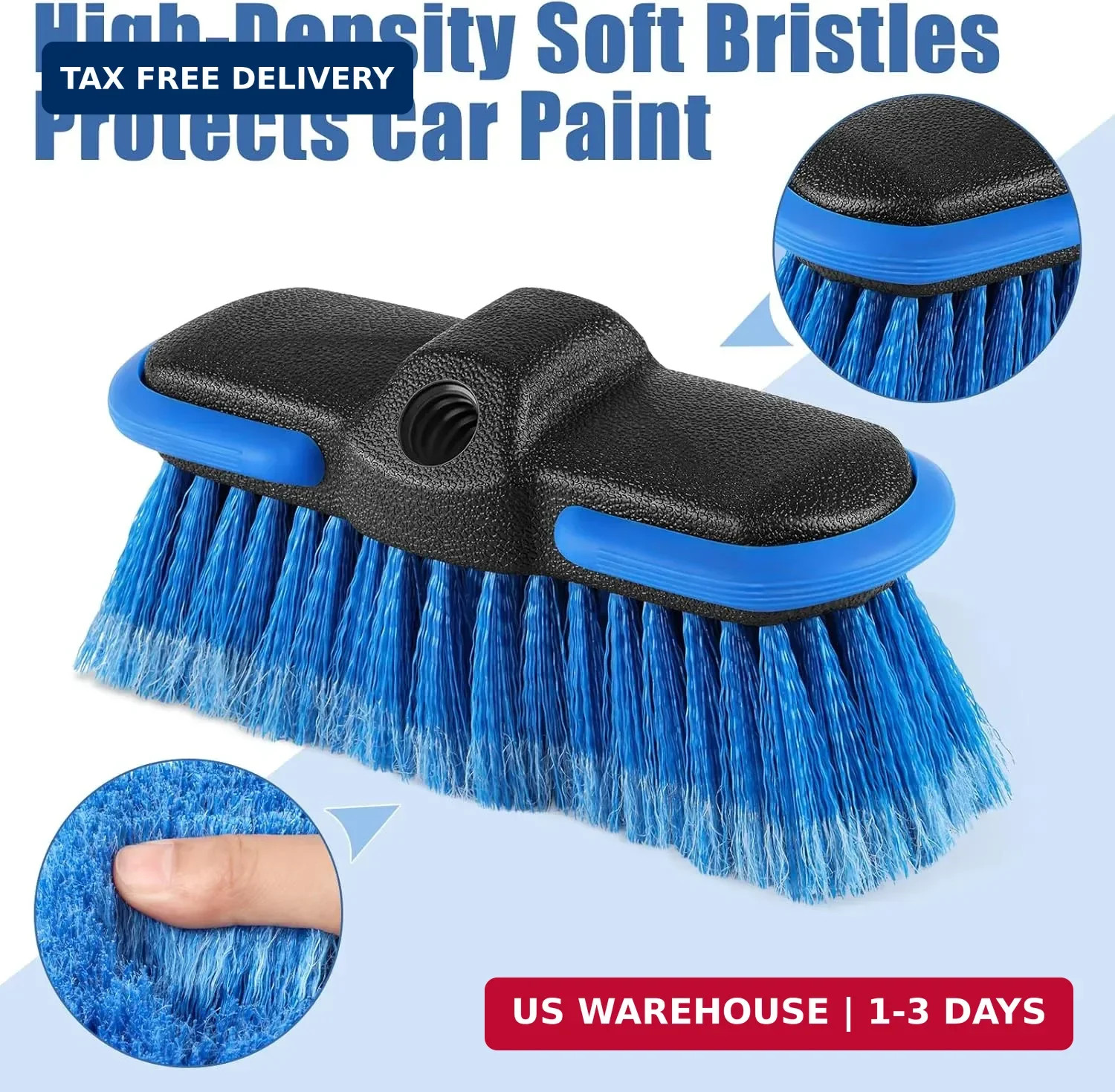 Car Wash Brush Head with Soft Bristle 8”, Cleaning Blue