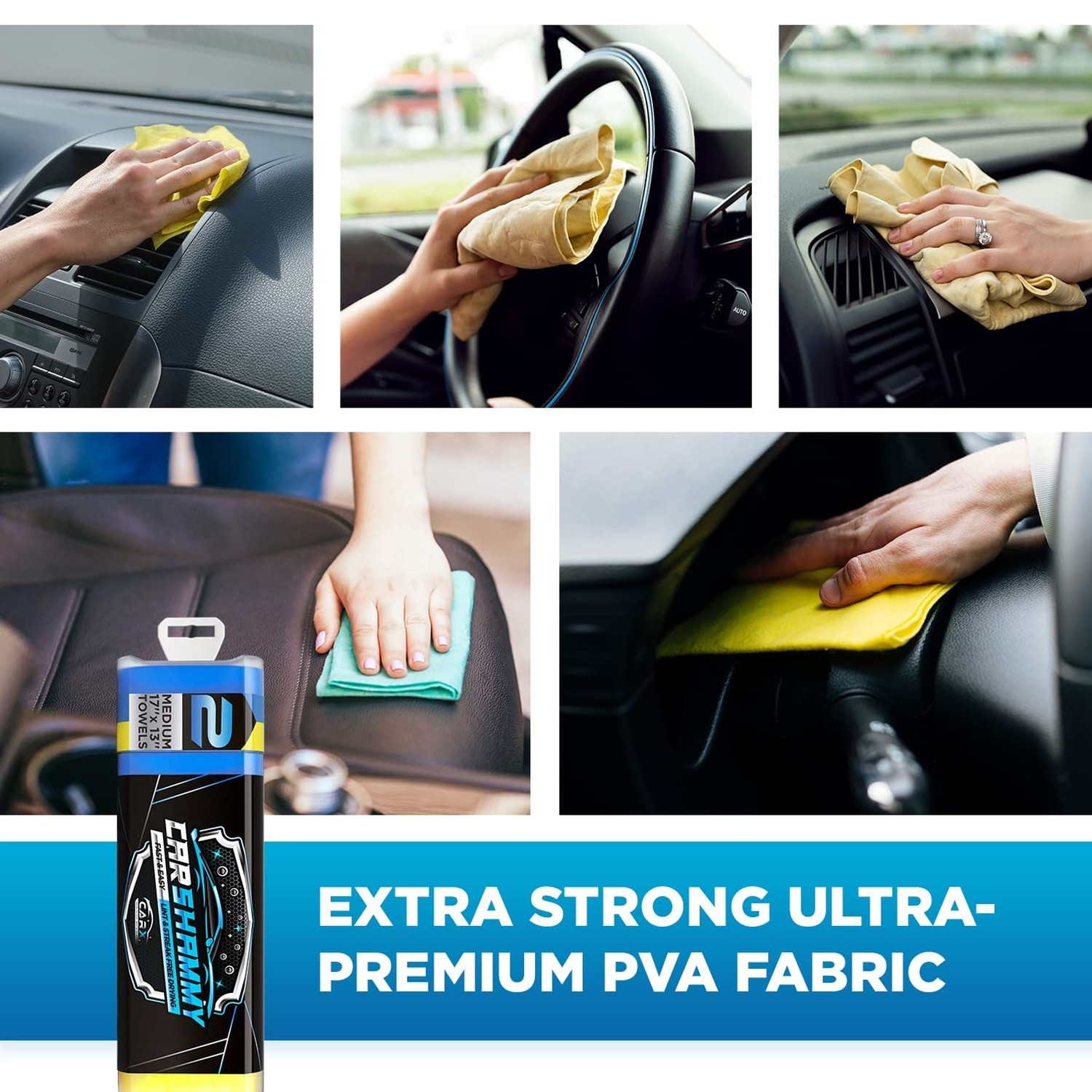 CarX Shammy Towel 17″ x 13.5″ – Super Absorbent and Scratch-Free Car Drying C…