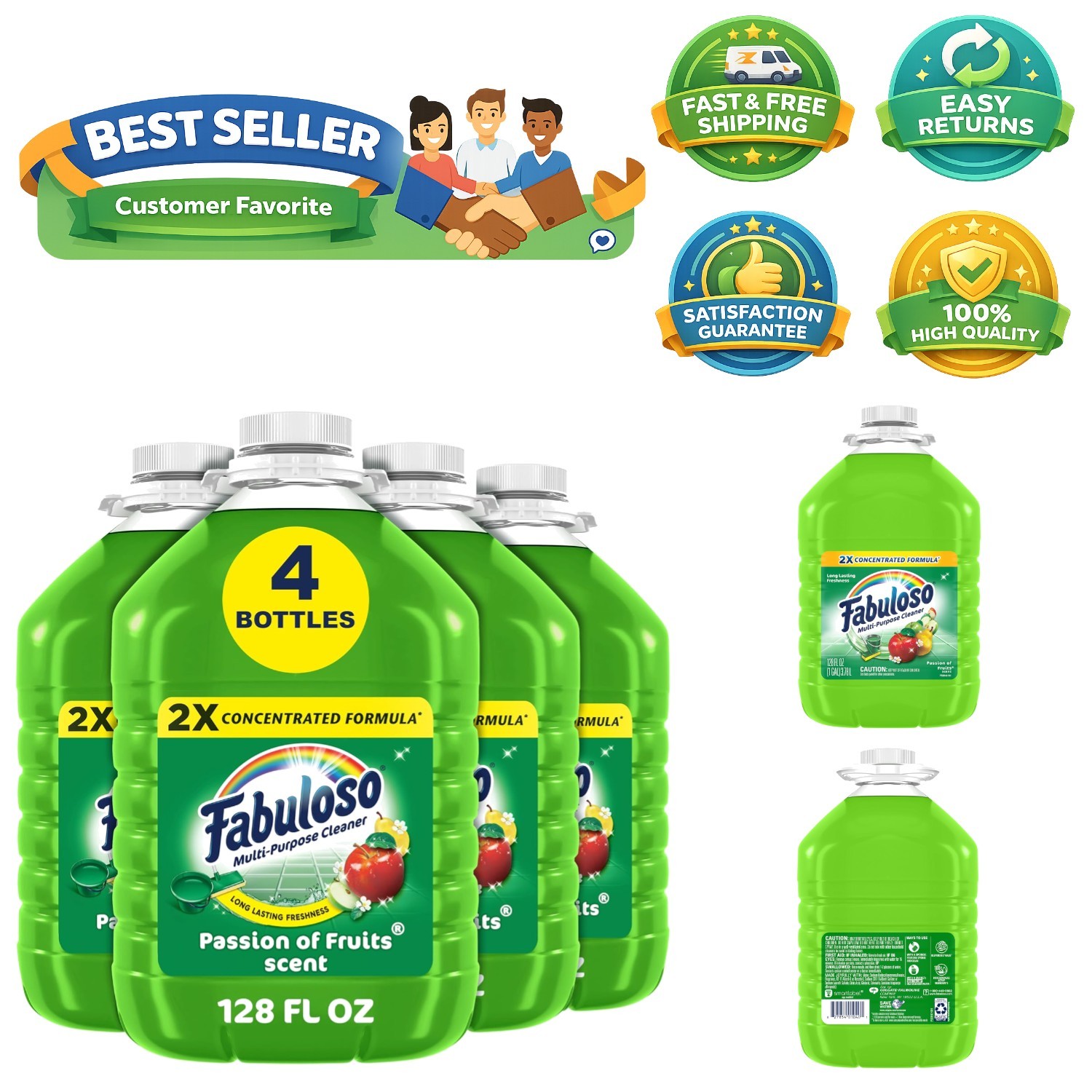 All-Purpose Cleaner with 2X Formula – Refreshing Passion Fruit Aroma, 128 fl oz