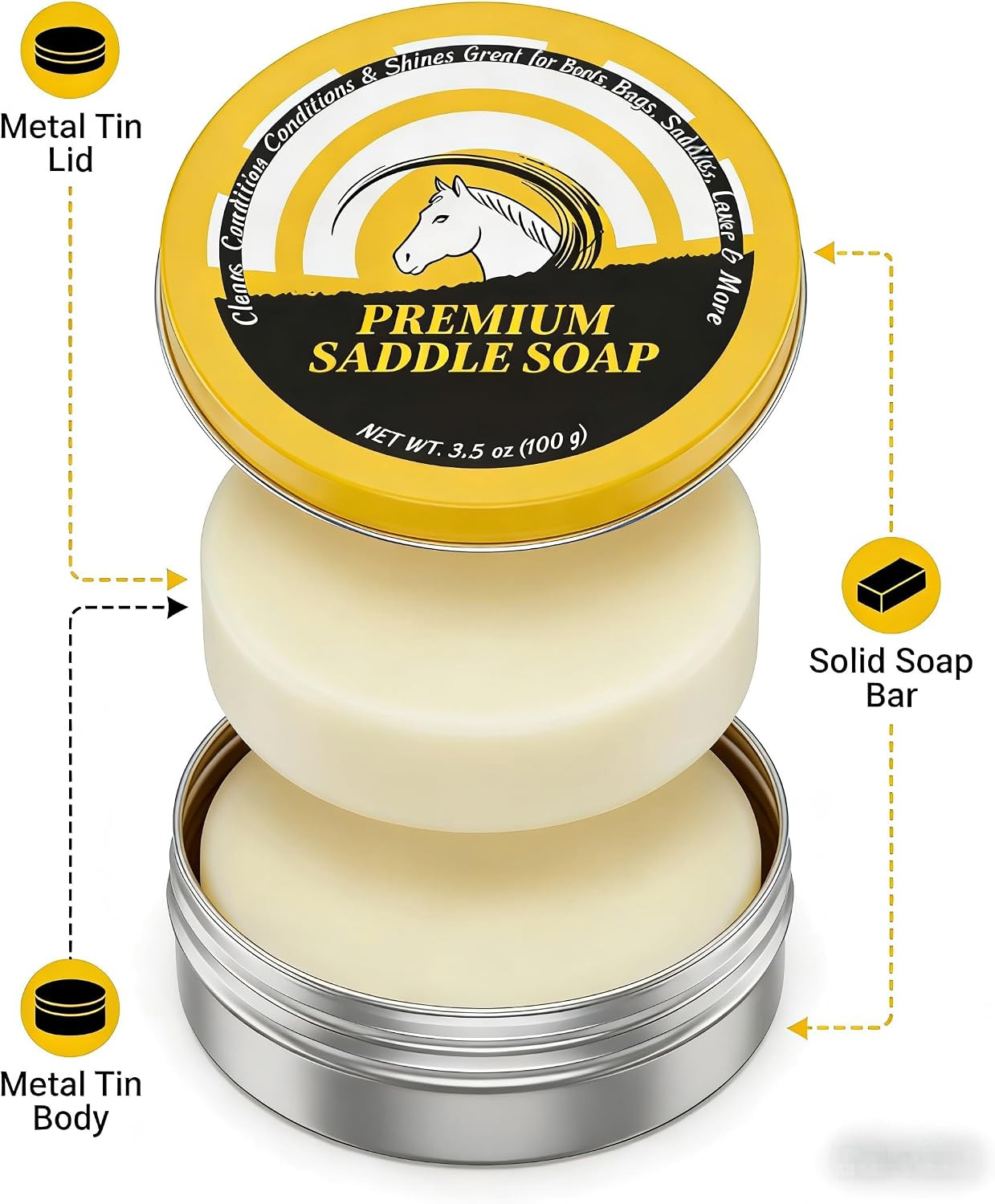 Saddle Soap for Leathe – All-Natural 3-In-1 Leather Cleaner & Conditioner Kit wi
