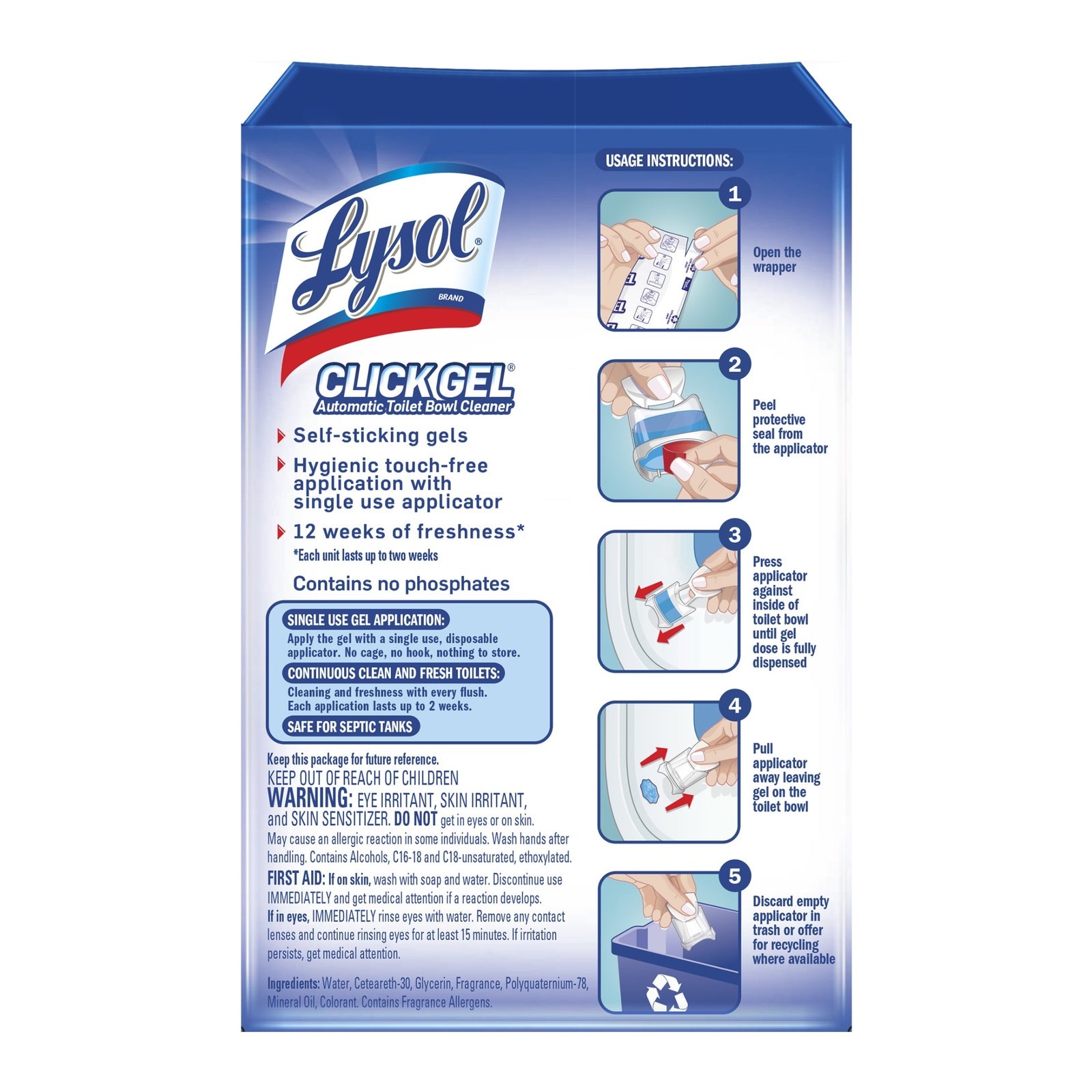 (2 pack Click Gel Automatic Toilet Bowl Cleaner Ocean Fresh Scent 6 Count