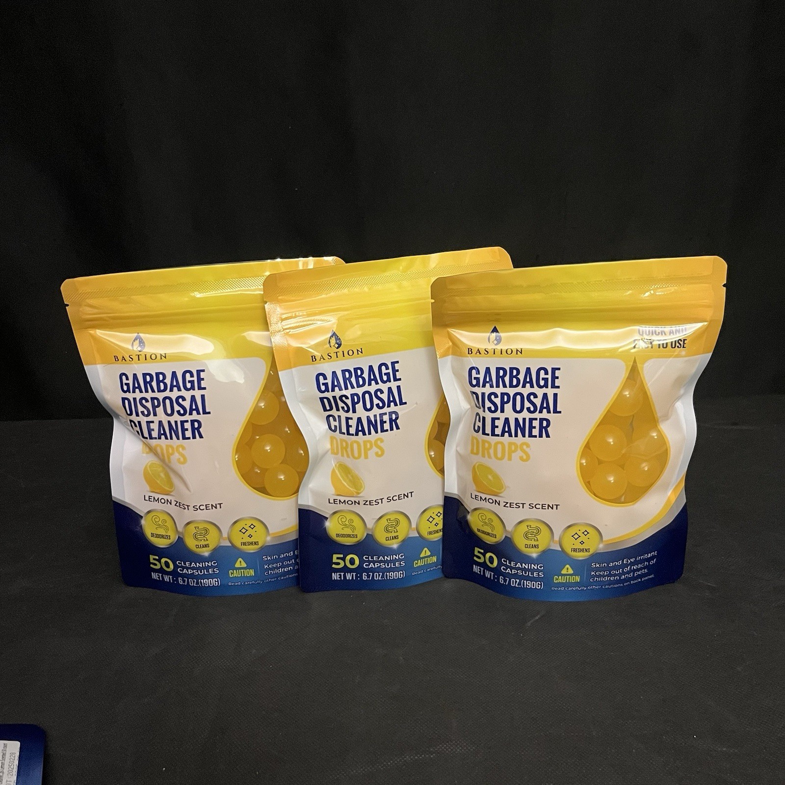 Garbage Disposal Cleaner and Deodorizer Drops by Bastion Lot Of 3 Bags 150 count