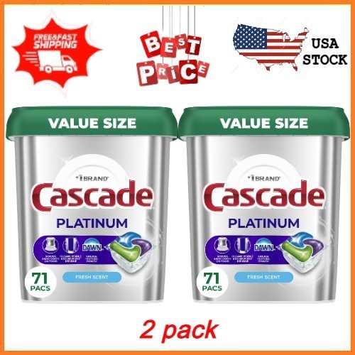 NEW 2 pack Cascade Platinum Dishwasher Pods Dishwasher Detergent Soap Tabs Fresh