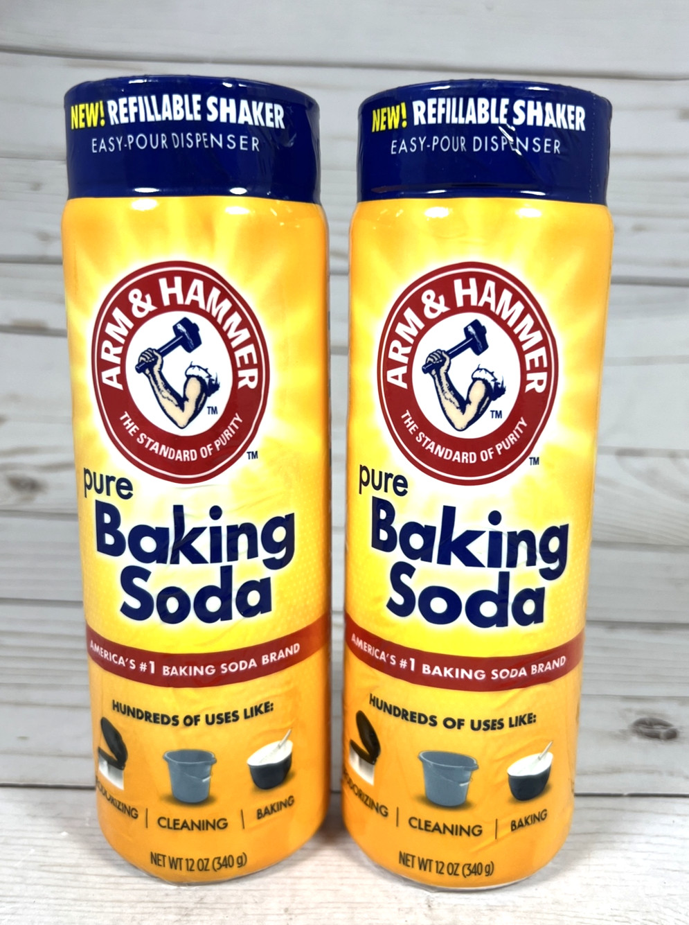 Arm & Hammer Pure Baking Soda 12oz Refillable Shaker Bottle (2 Pack)