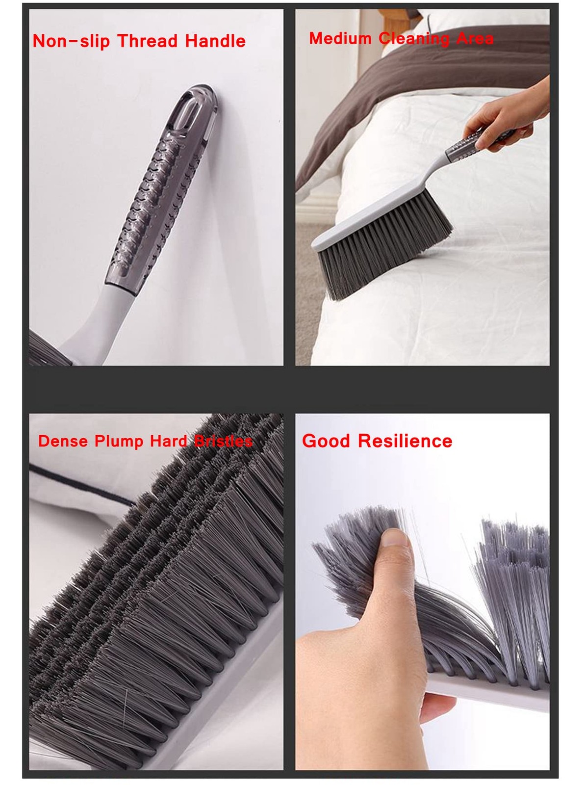 Dusting Brush 13″ Short Thick Firm Plastic Bristles Medium Handheld Broom Cleani