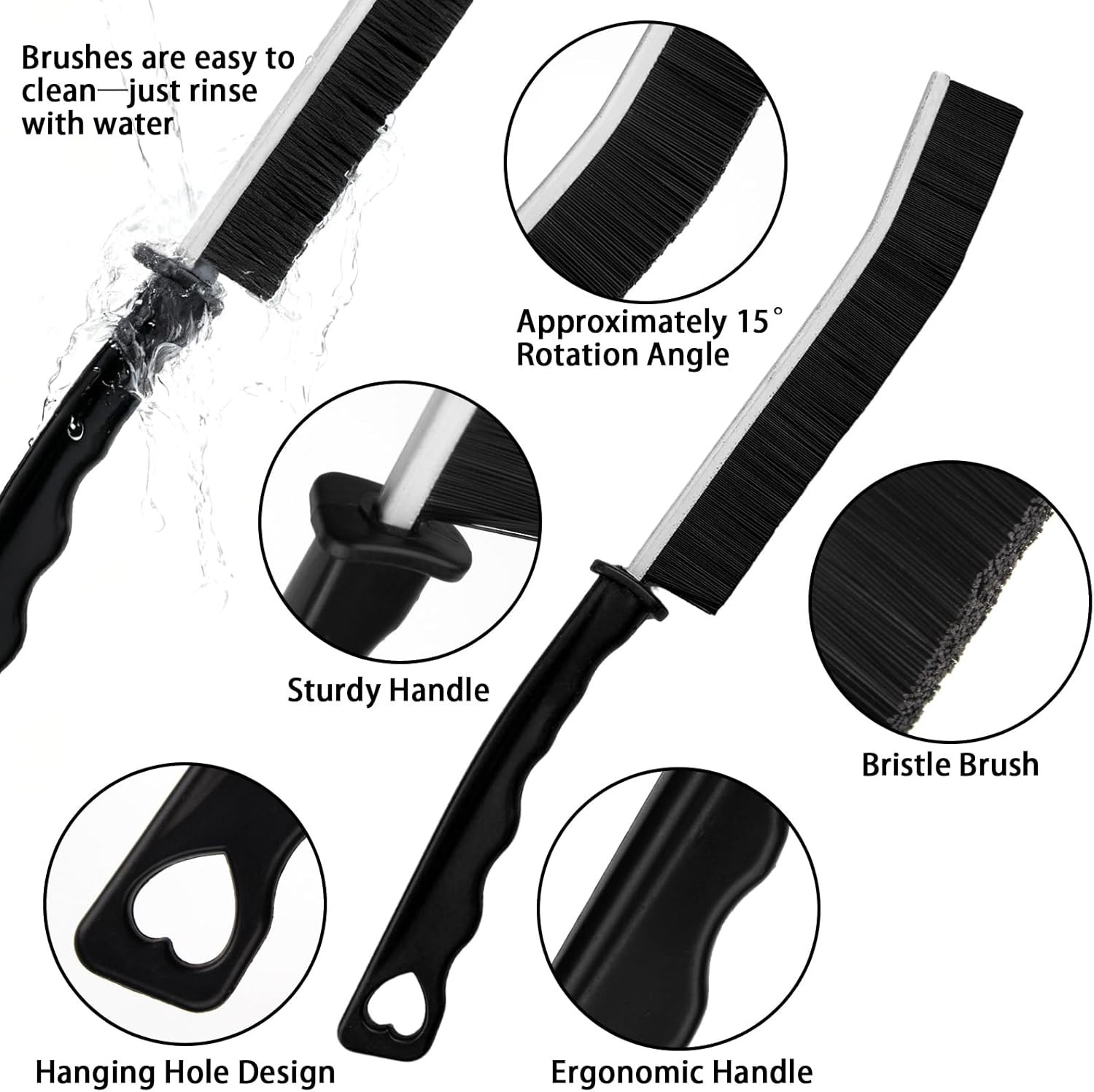 2pcs Hard Bristle Crevice Brush, Gap & Grout Cleaner, Tile & Kitchen Window Bath