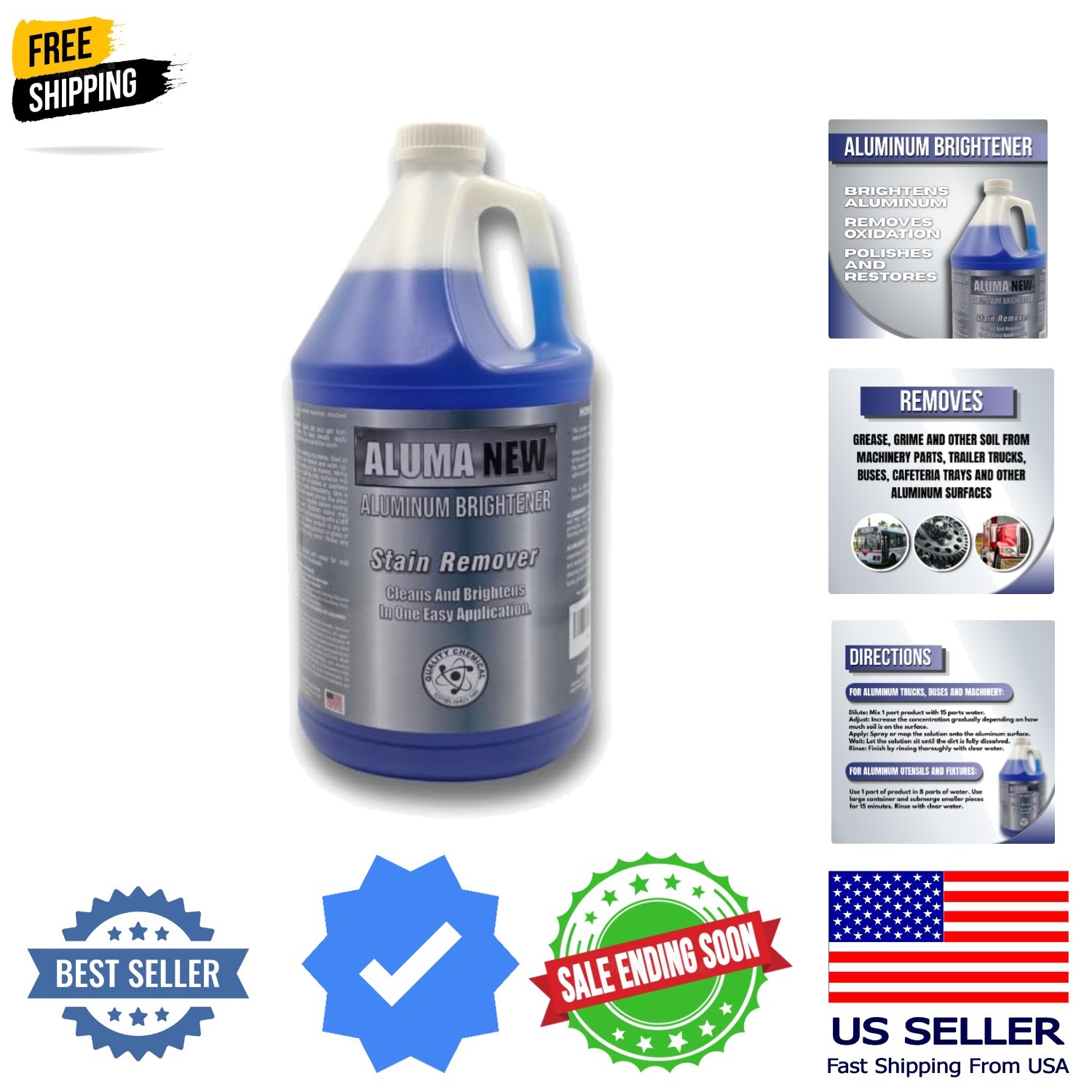 Aluminum Brightener/Stain Remover/Cleaner & Restorer / 1 Gallon 128 FL Oz