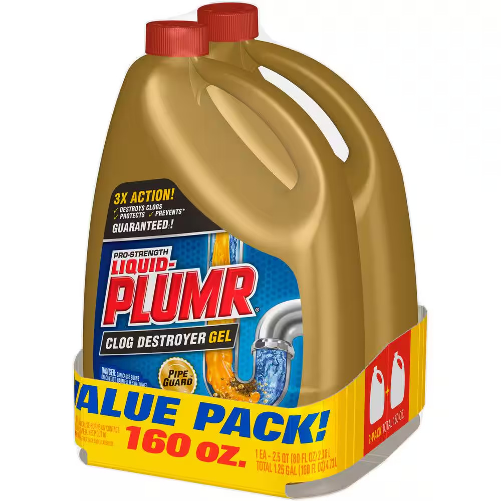 Liquid Plumr Pro Clog Destroyer Gel Drain Cleaner with Pipeguard (2-Pack) 160oz.