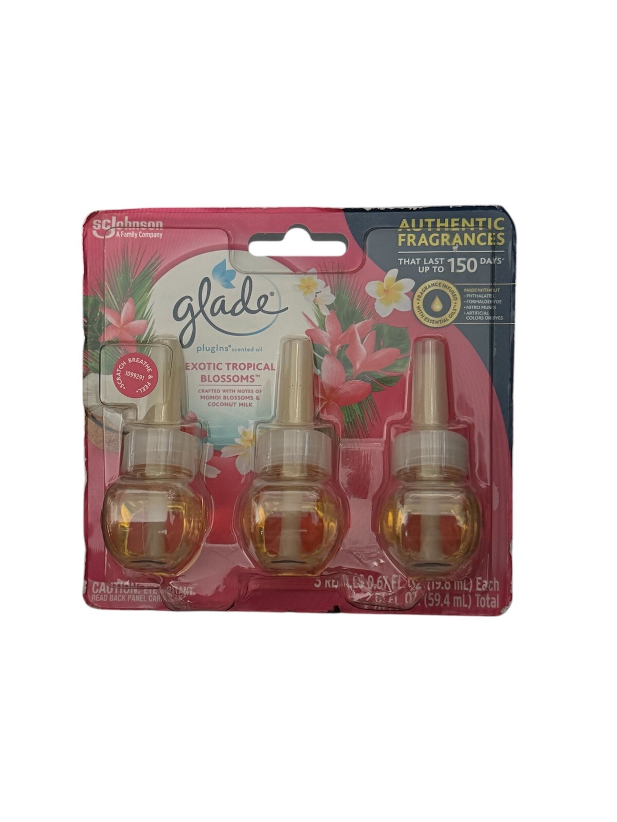 Glade Exotic Tropical Blossoms PlugIns Scented Oil Refills (3) Bs277