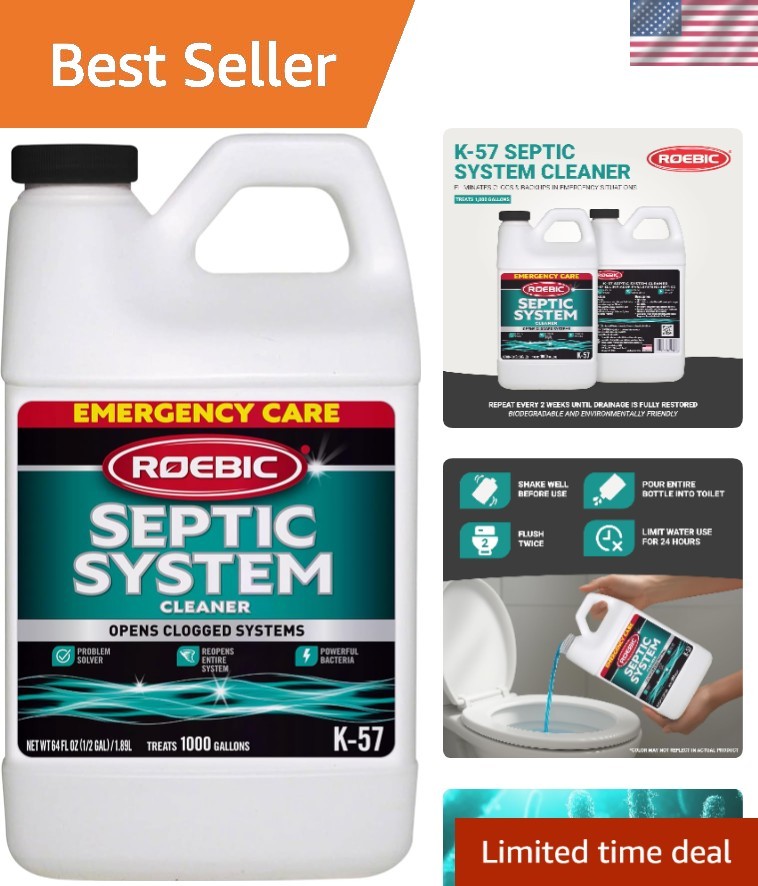 Septic Treatment – 64 Oz Non-Toxic Formula for Clogs & Flow Restoration