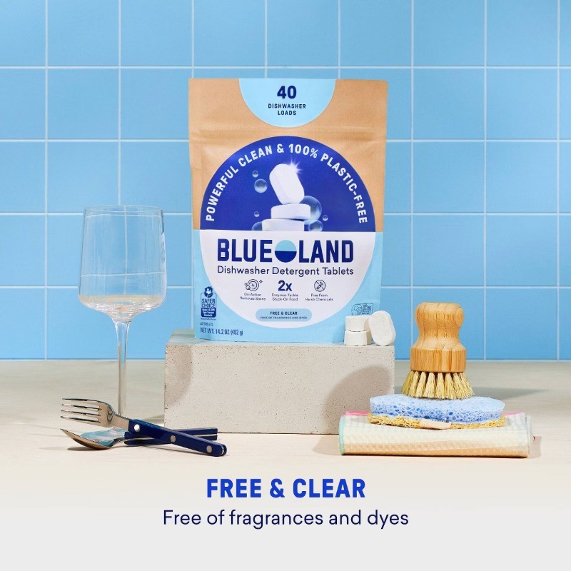 Blueland Fragrance Free Dishwasher Detergent Tablets – 9.5oz/40ct:Hypoallergenic