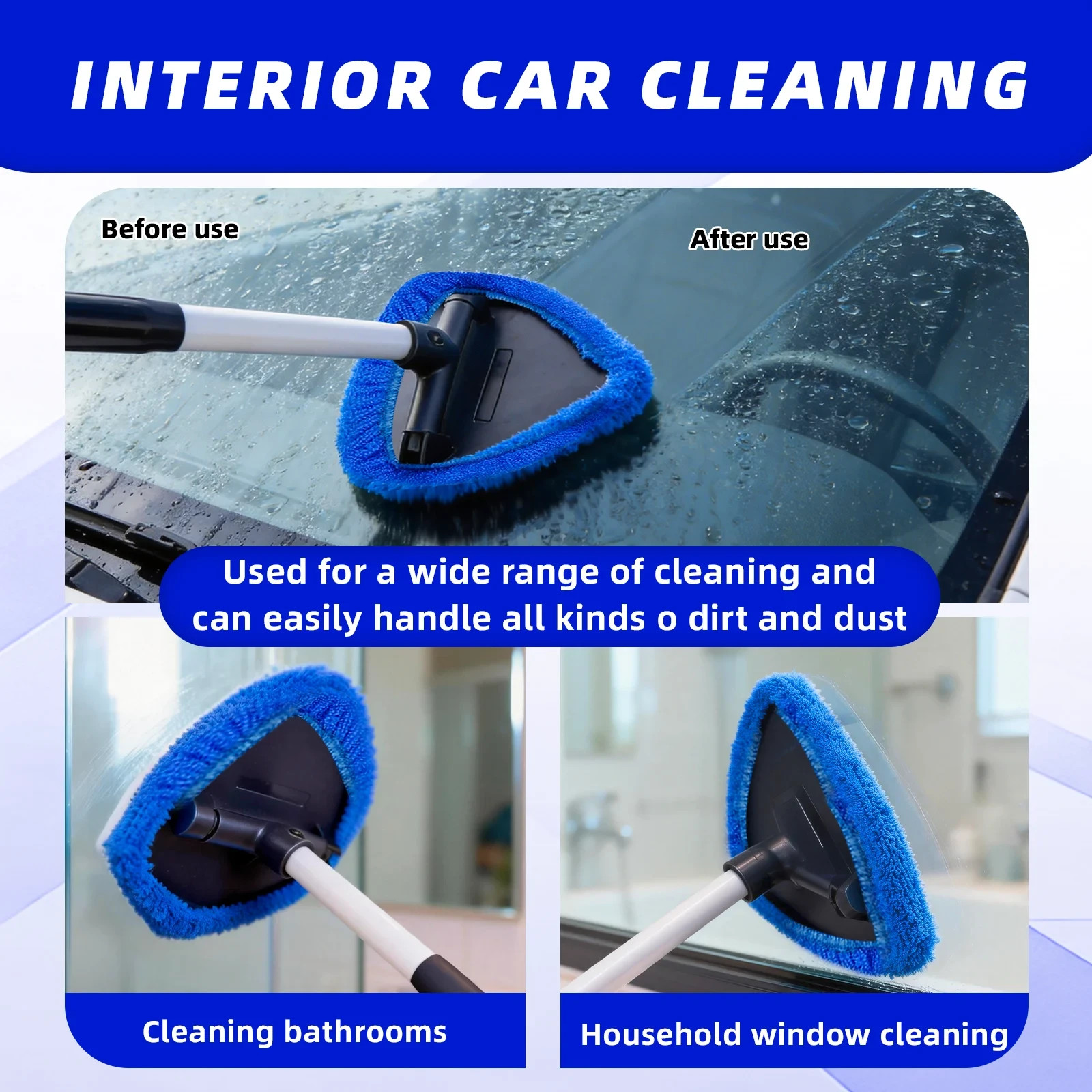 Windshield Cleaner Wand Microfiber Car Inside Window Cleaning Tool Anti Fog 2026