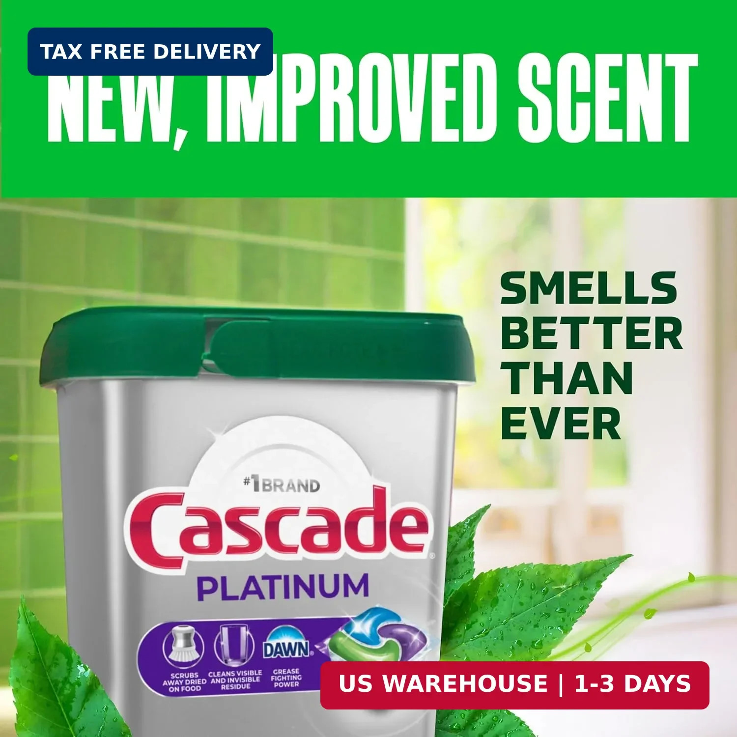Cascade Platinum Dishwasher Pods, Dishwasher Detergent, Dish Detergent Soap, Fre