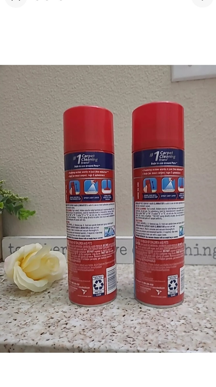 Resolve Pet Hair Eliminator Carpet Cleaner & Vacuum booster, 18.oz Lot Of 2