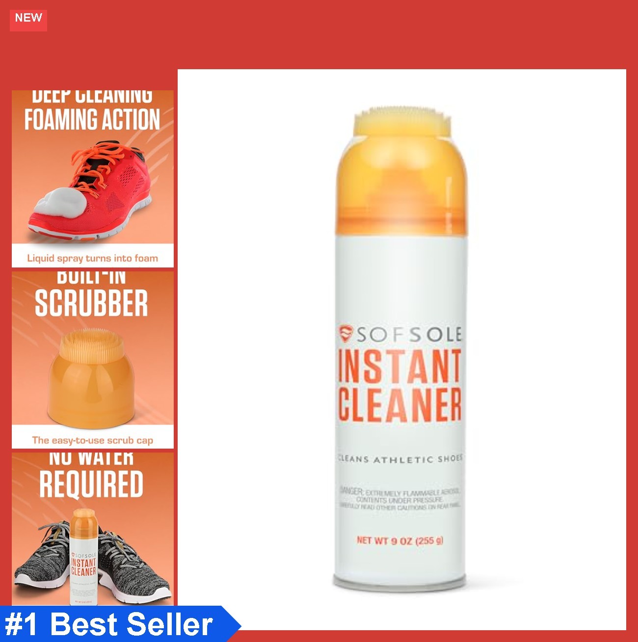 Foam Shoe Cleaner 9 Oz Deep Cleaning Spray Scrub Cap Applicator Fresh Scent